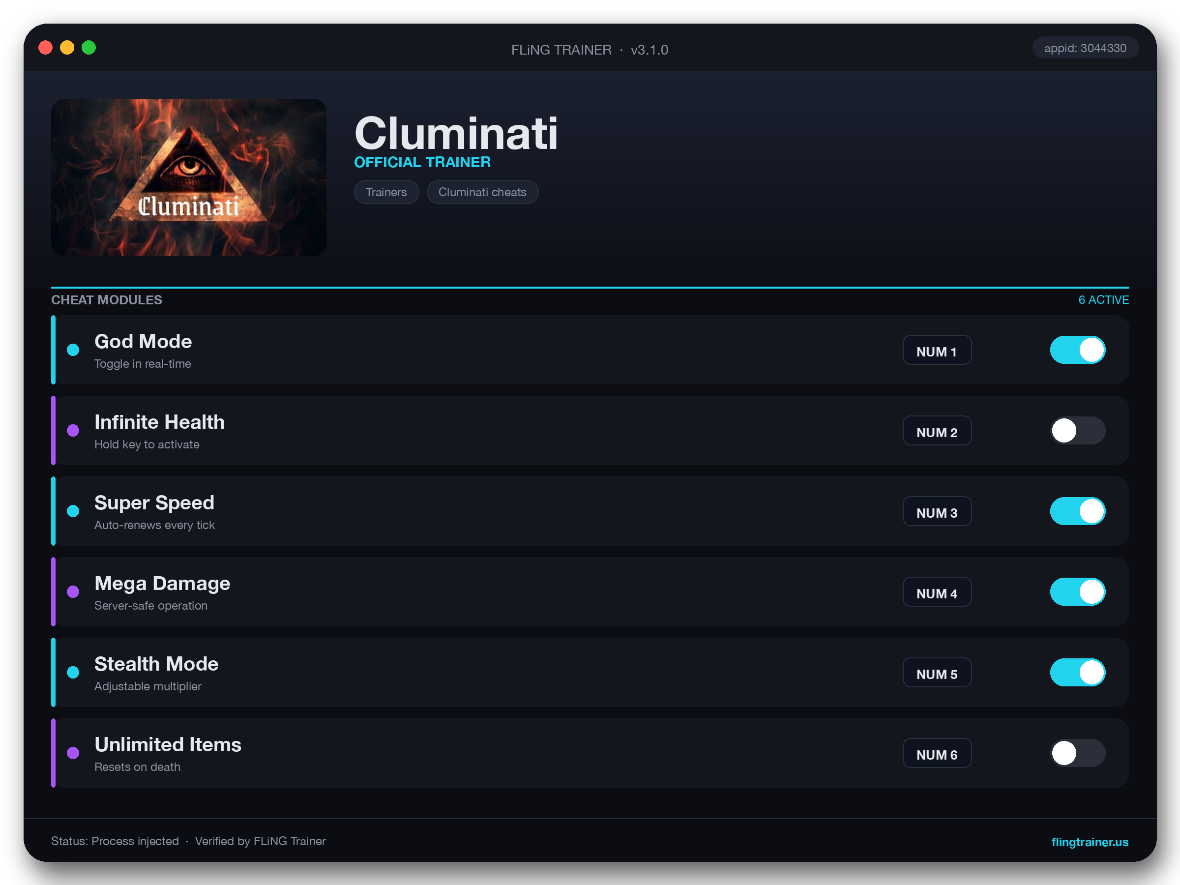 Cluminati Trainer interface