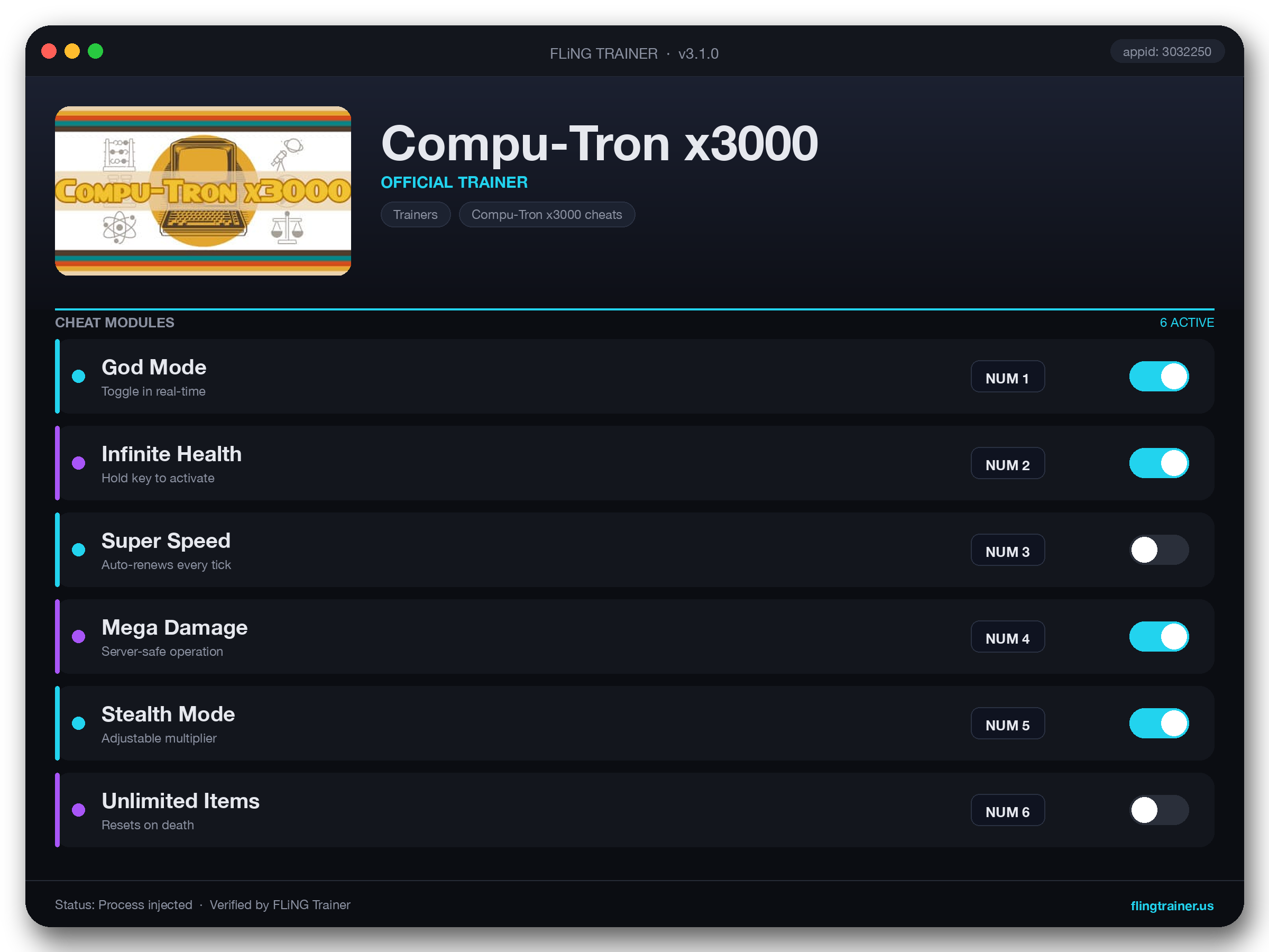 Compu-Tron x3000 Trainer interface