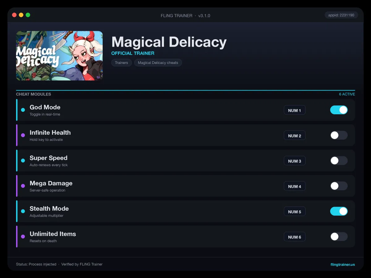 Magical Delicacy Trainer interface