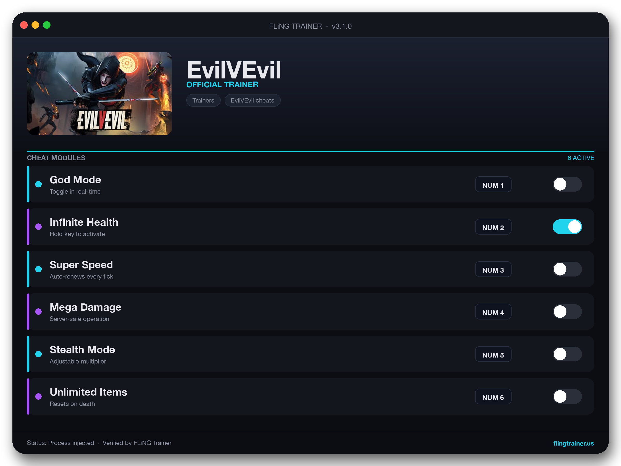 EvilVEvil Trainer interface