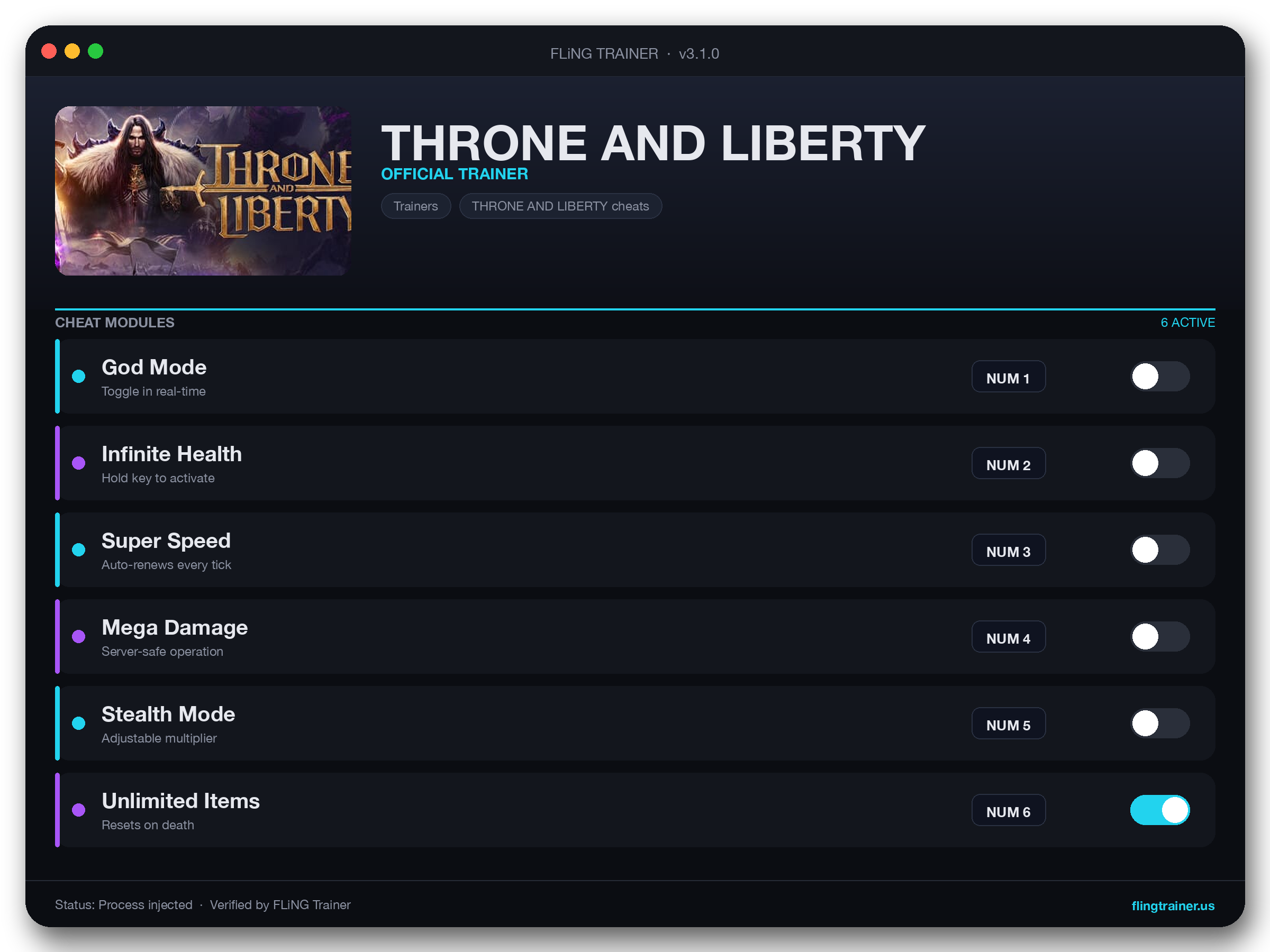 THRONE AND LIBERTY Trainer interface