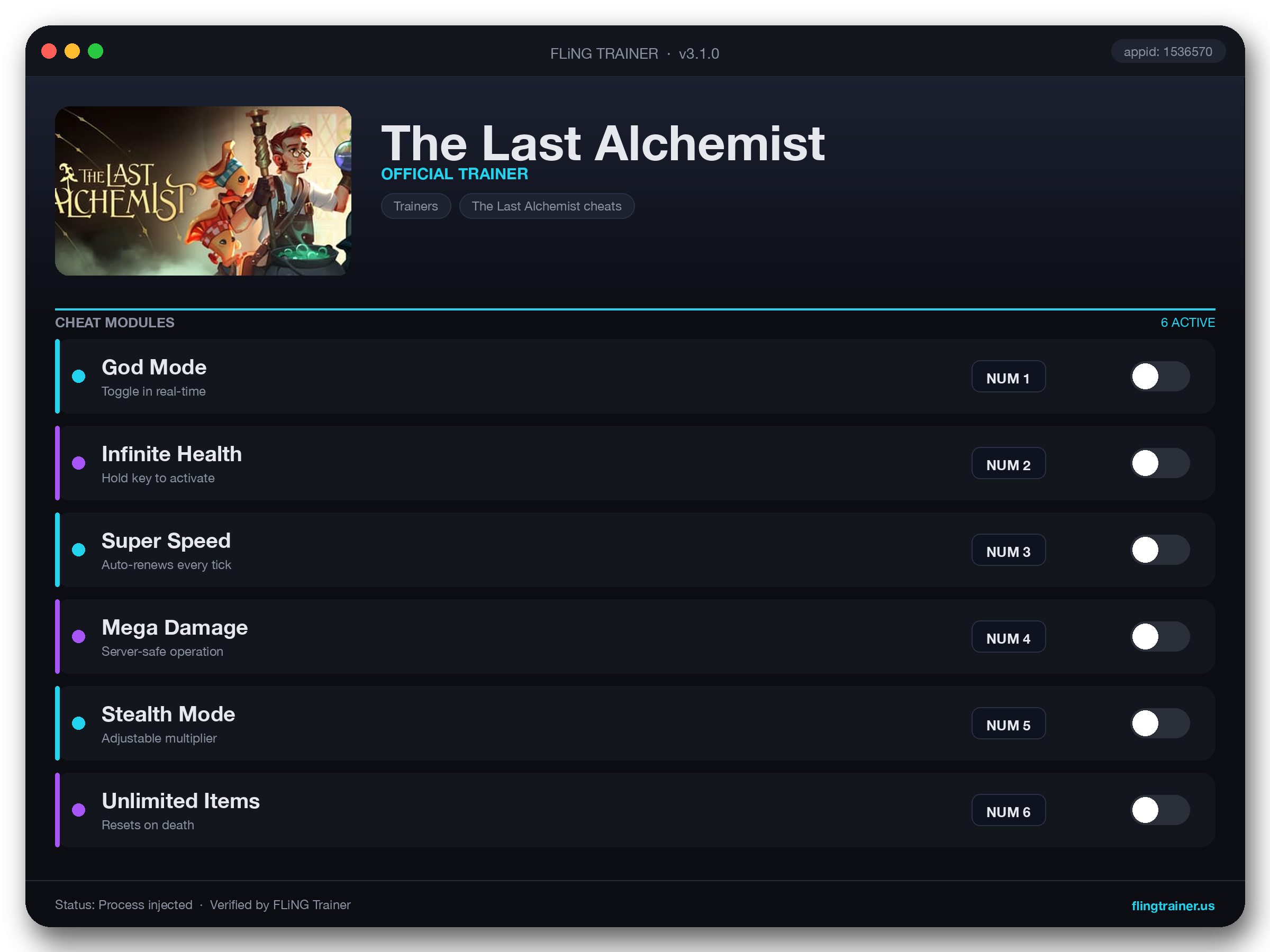 The Last Alchemist Trainer interface