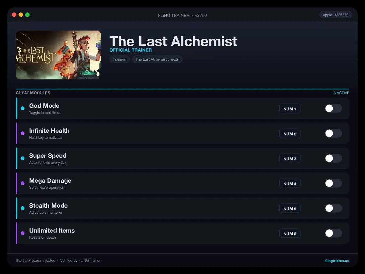 The Last Alchemist Trainer interface
