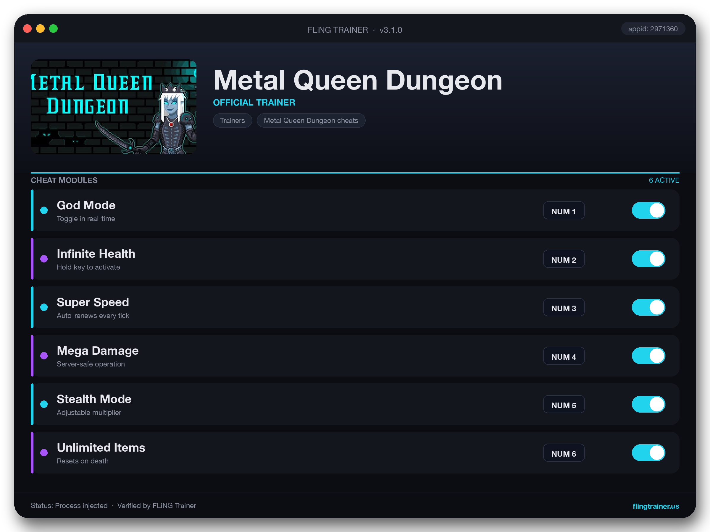 Metal Queen Dungeon Trainer interface