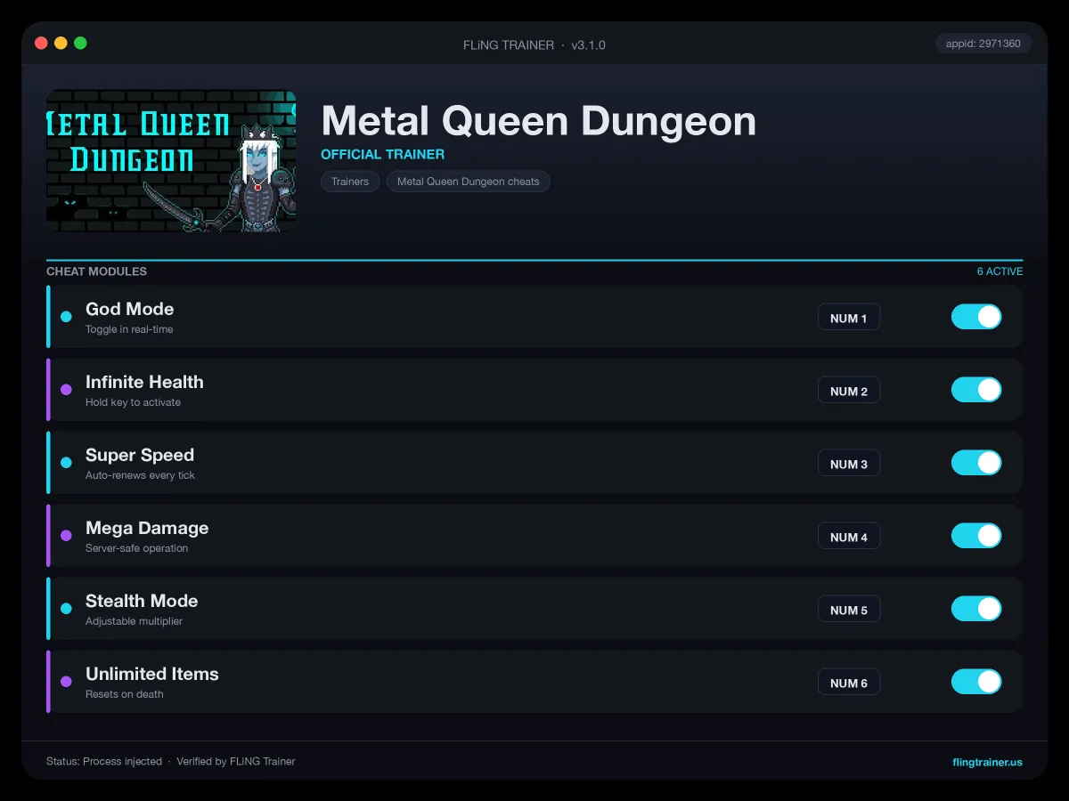 Metal Queen Dungeon Trainer interface
