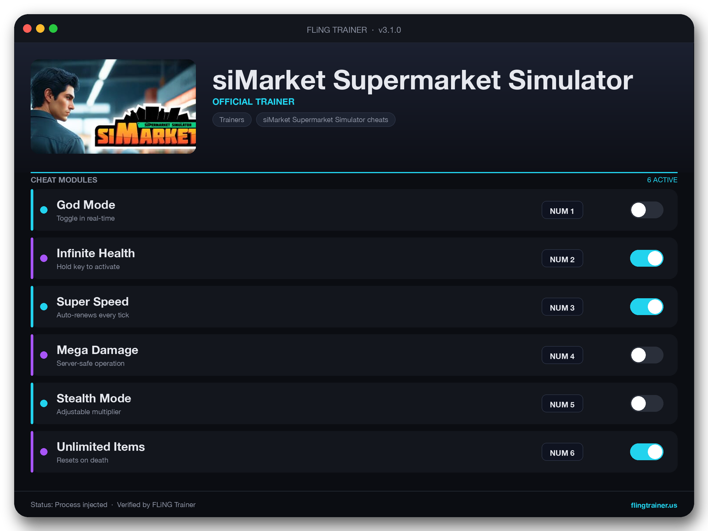 siMarket Supermarket Simulator Trainer interface