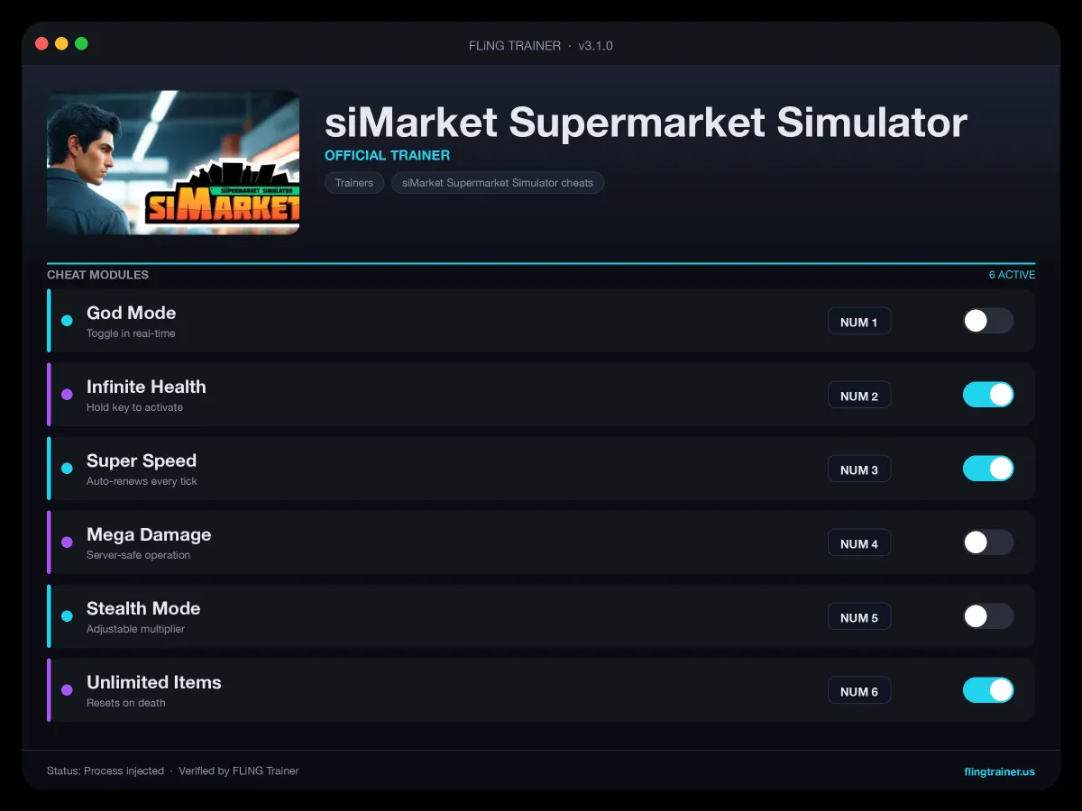 siMarket Supermarket Simulator Trainer interface