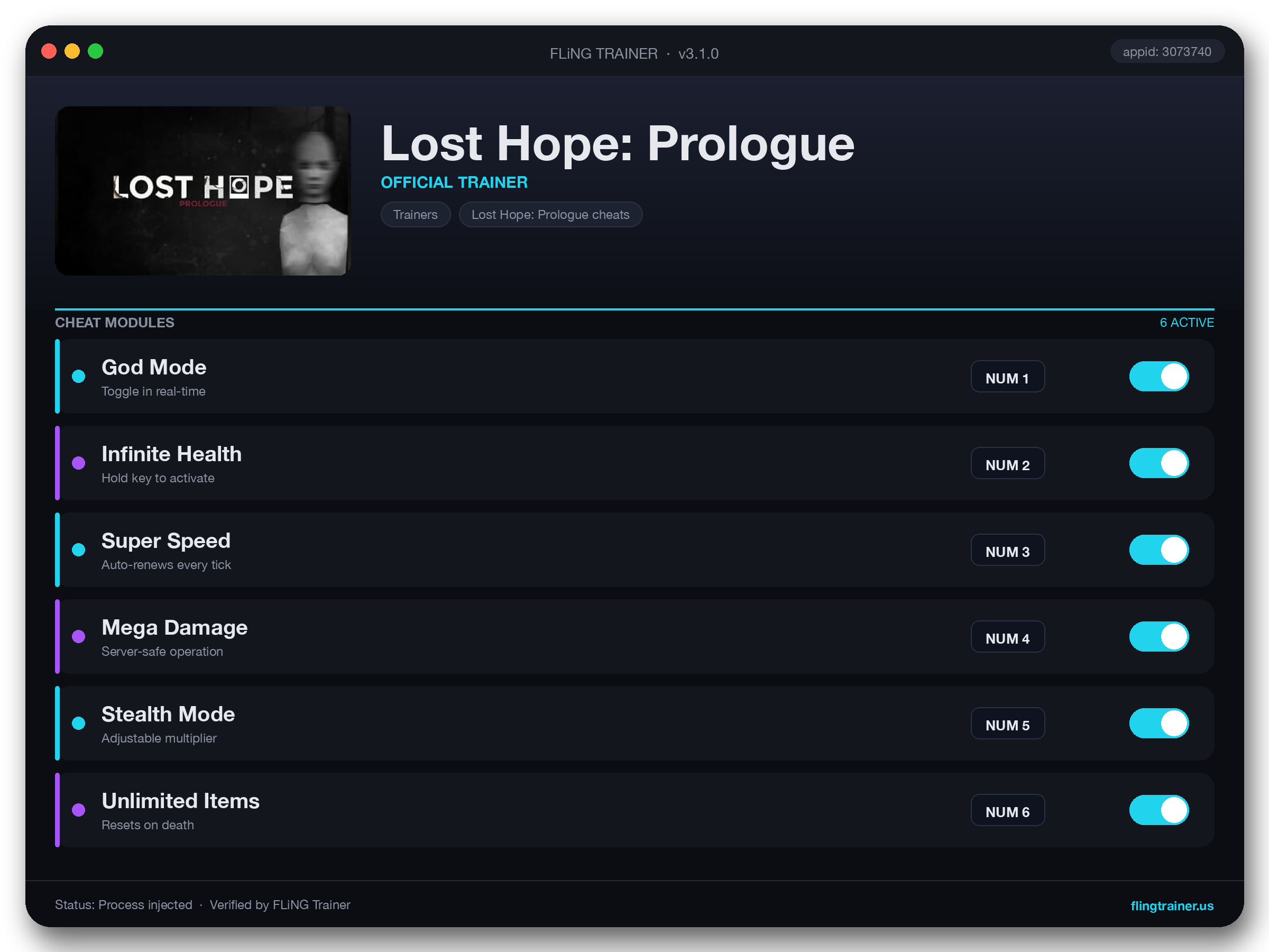 Lost Hope: Prologue Trainer interface