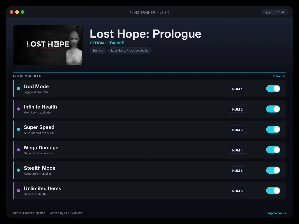 Lost Hope: Prologue Trainer interface