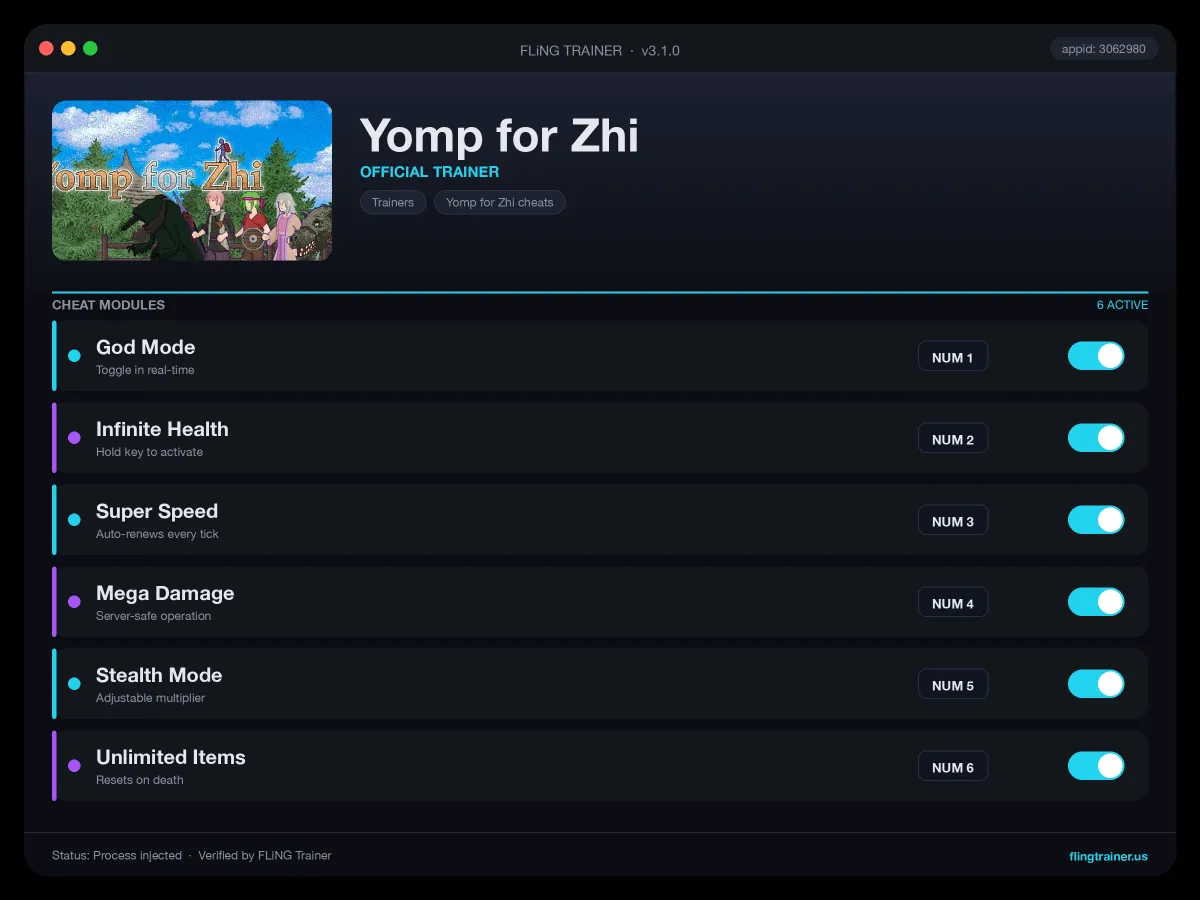 Yomp for Zhi Trainer interface