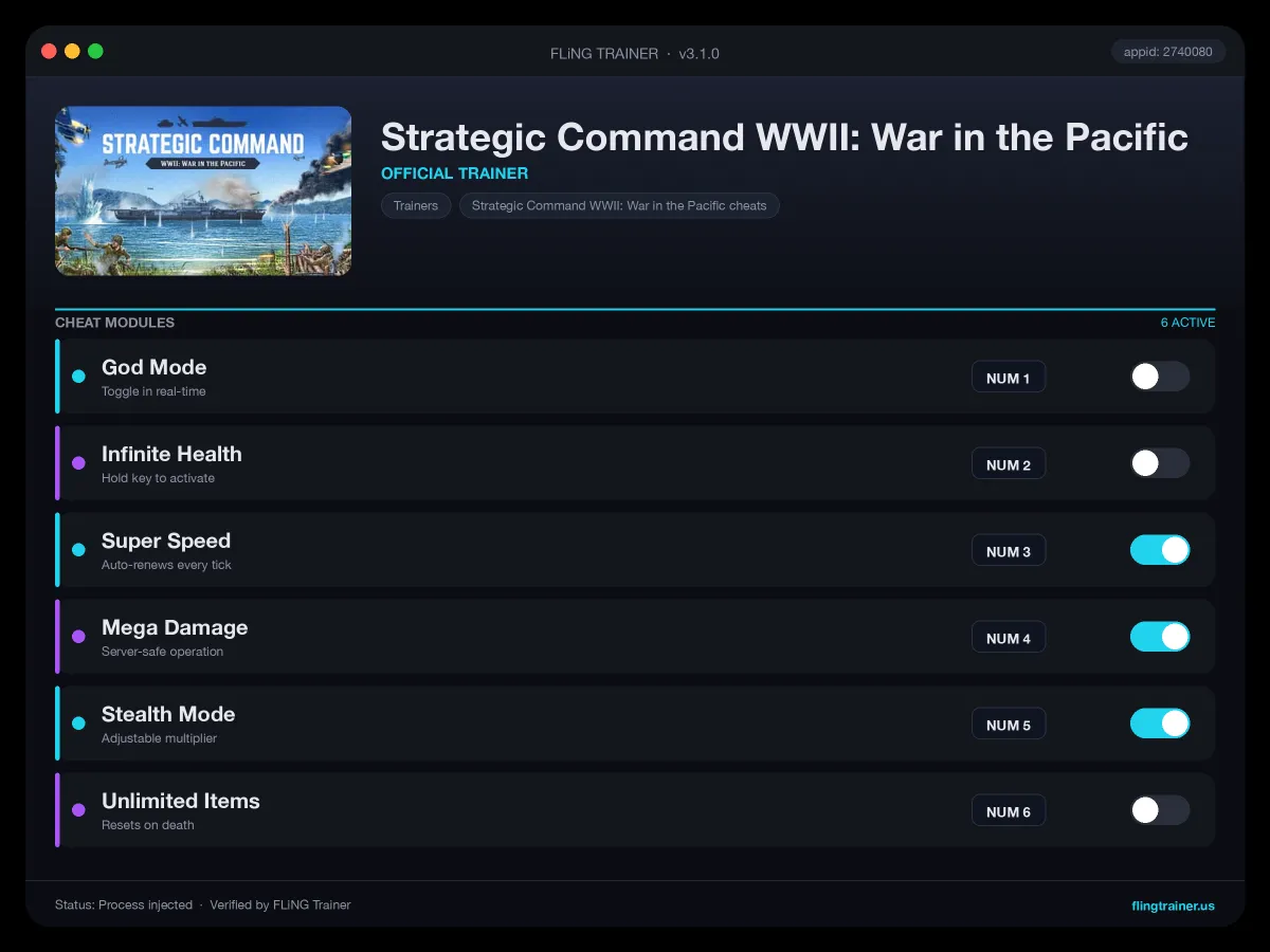 Strategic Command WWII: War in the Pacific Trainer interface