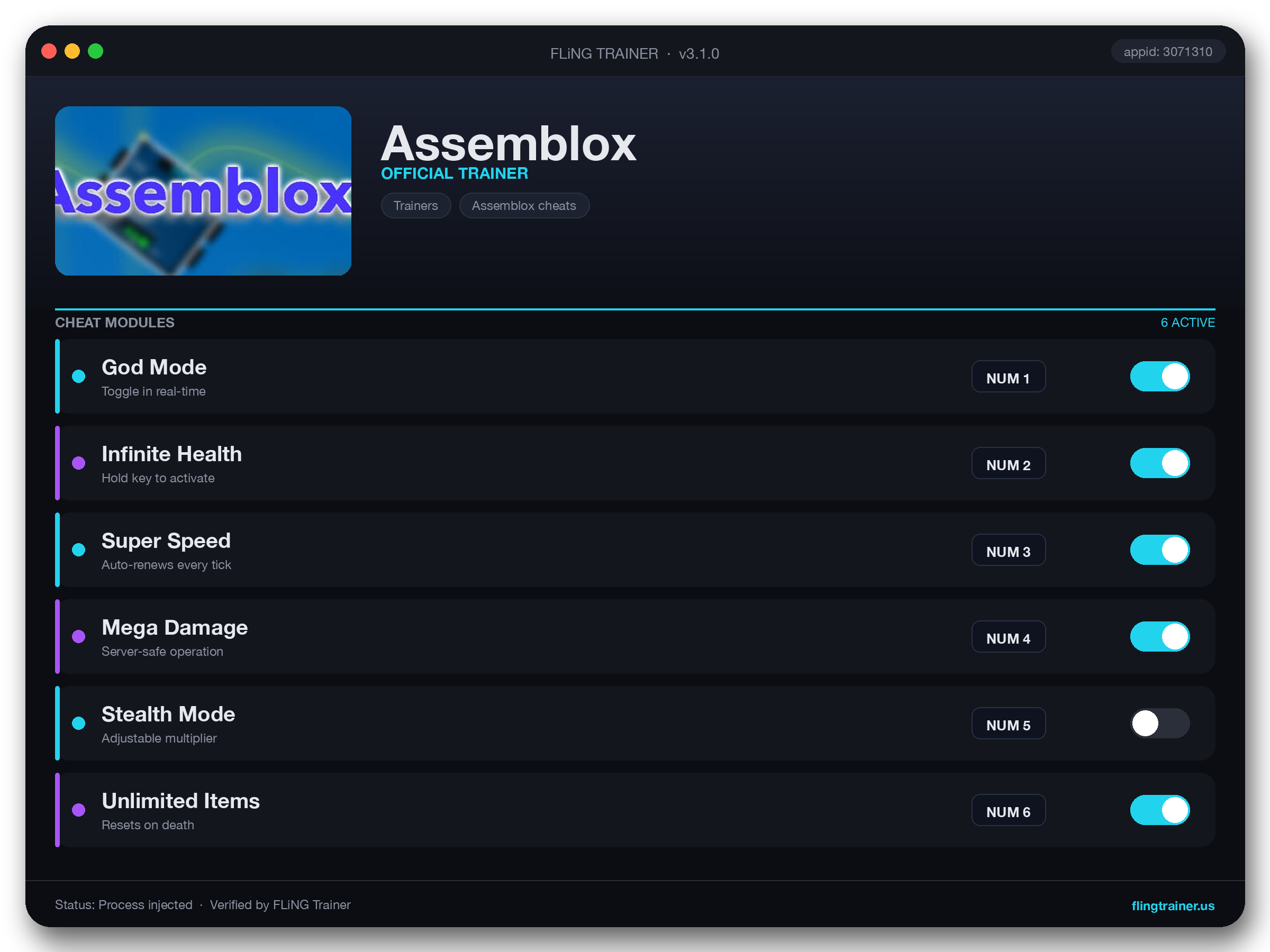 Assemblox Trainer interface