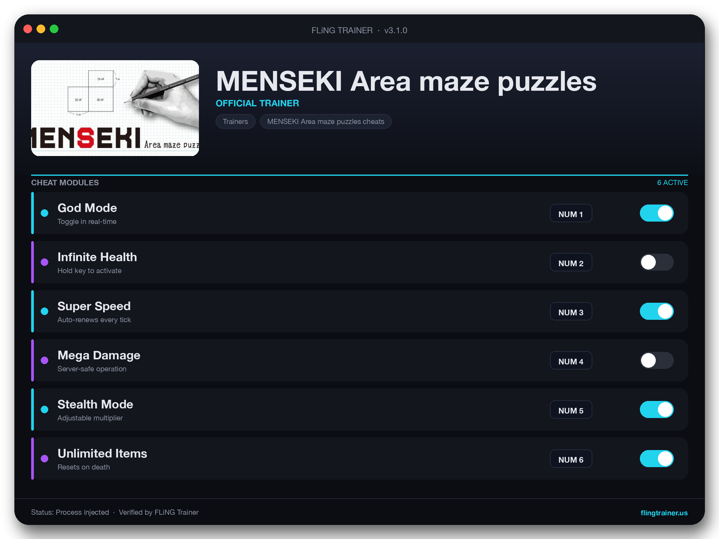 MENSEKI Area maze puzzles Trainer interface