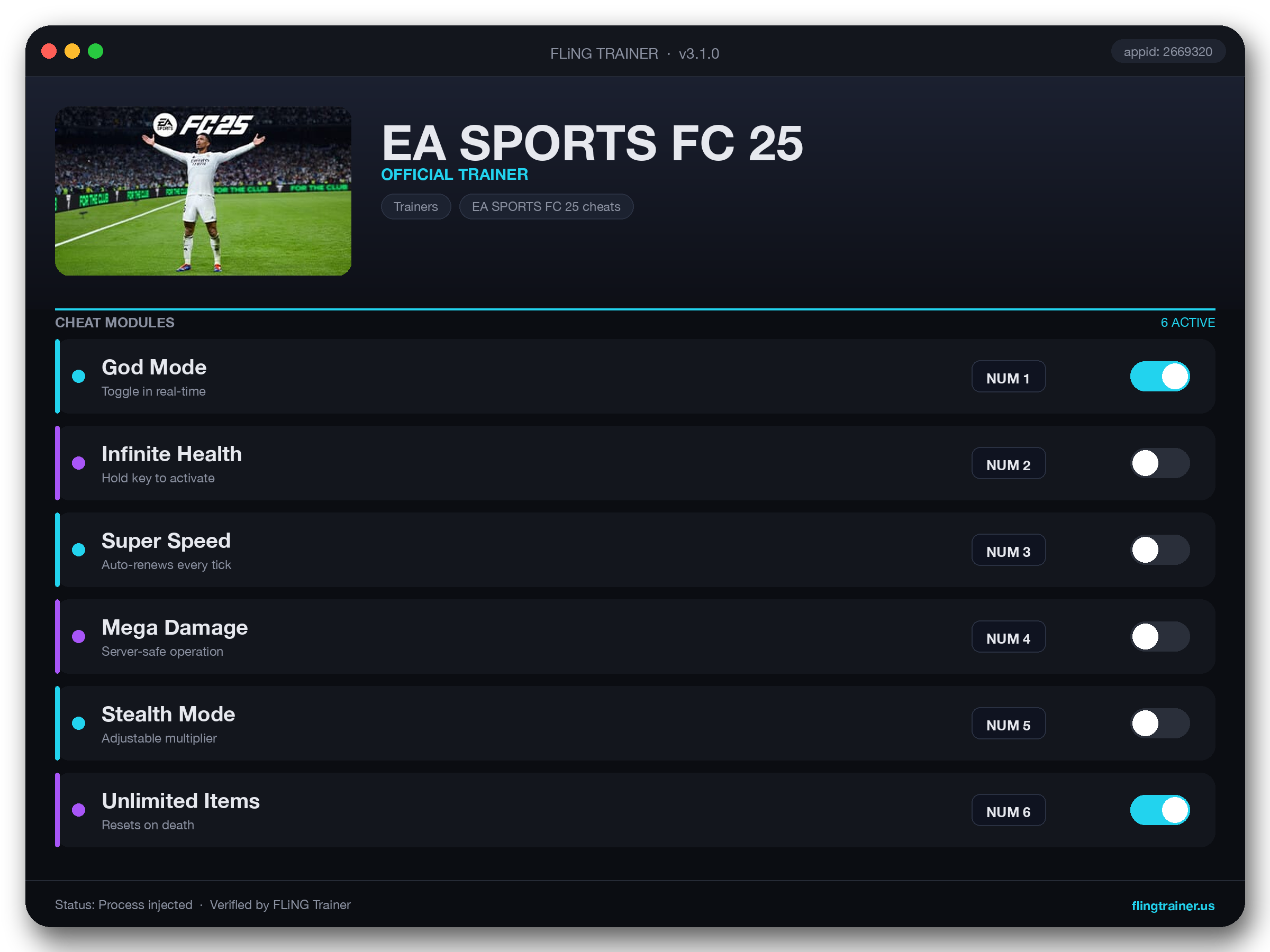 EA SPORTS FC 25 Trainer interface