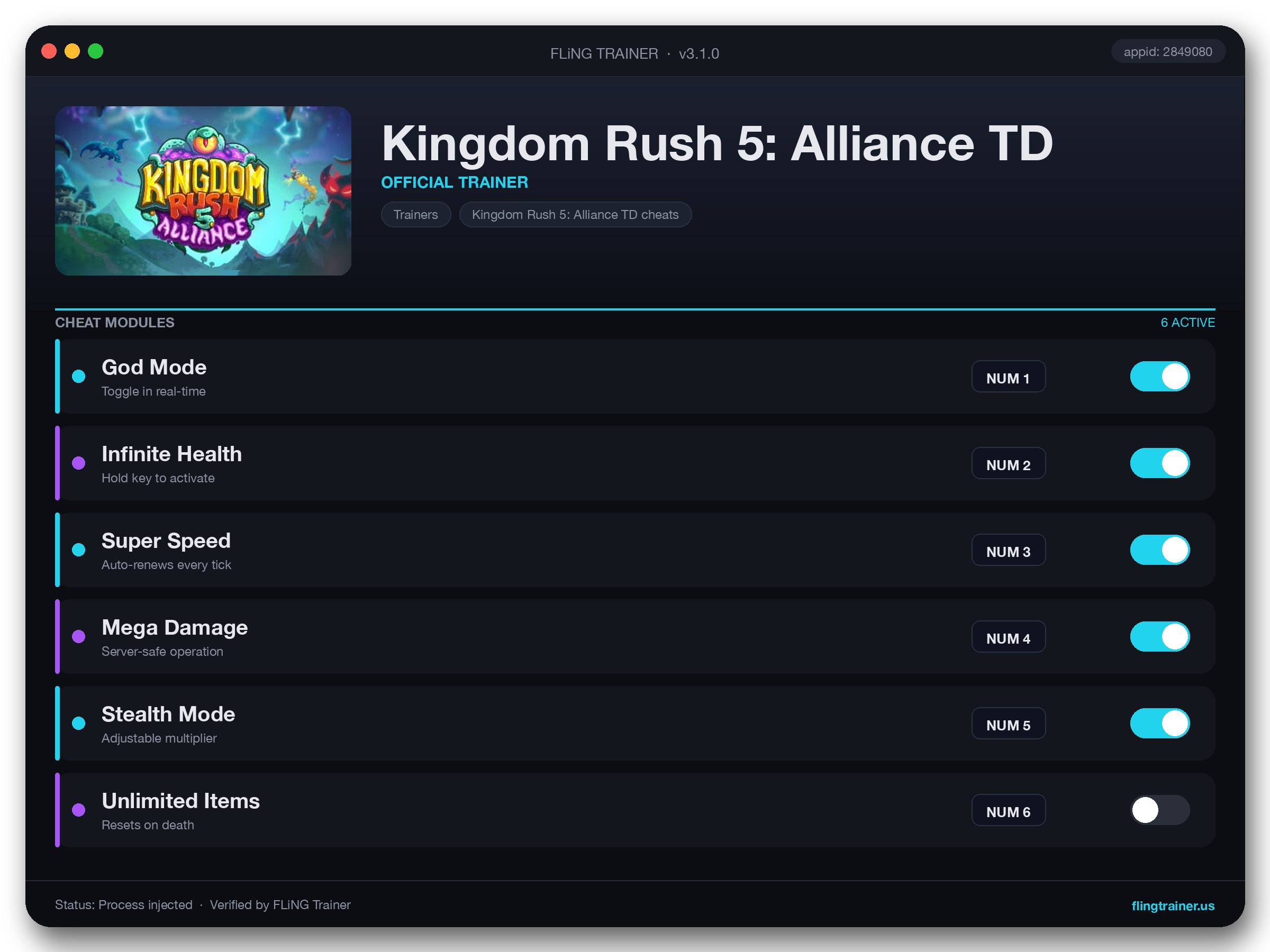 Kingdom Rush 5: Alliance TD Trainer interface