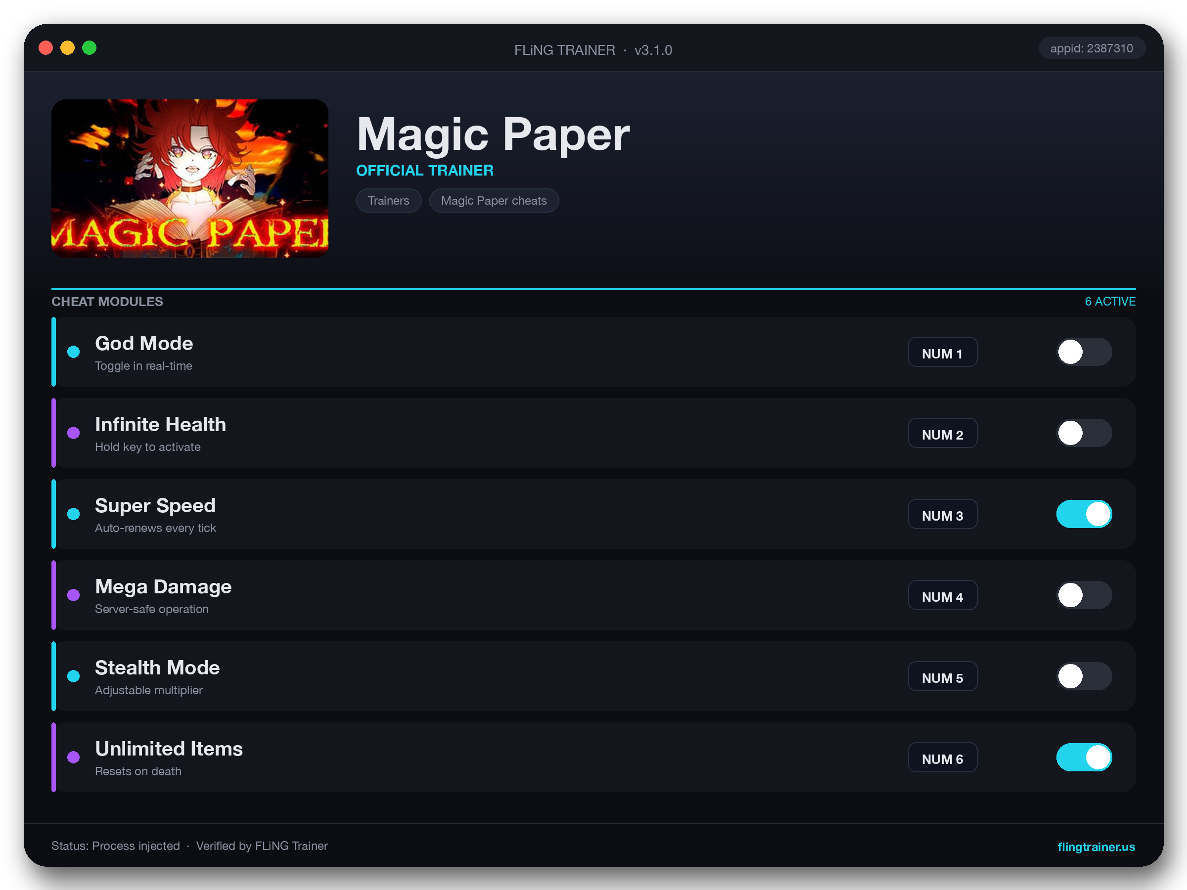 Magic Paper Trainer interface