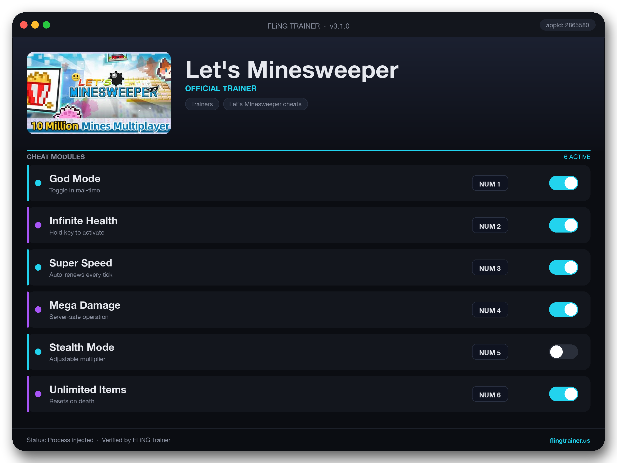 Let's Minesweeper Trainer interface