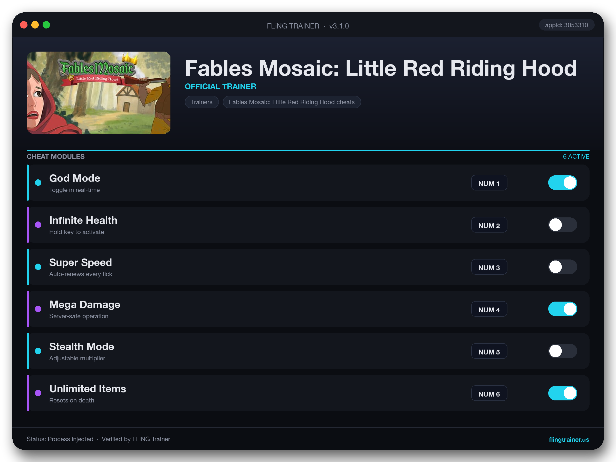 Fables Mosaic: Little Red Riding Hood Trainer interface