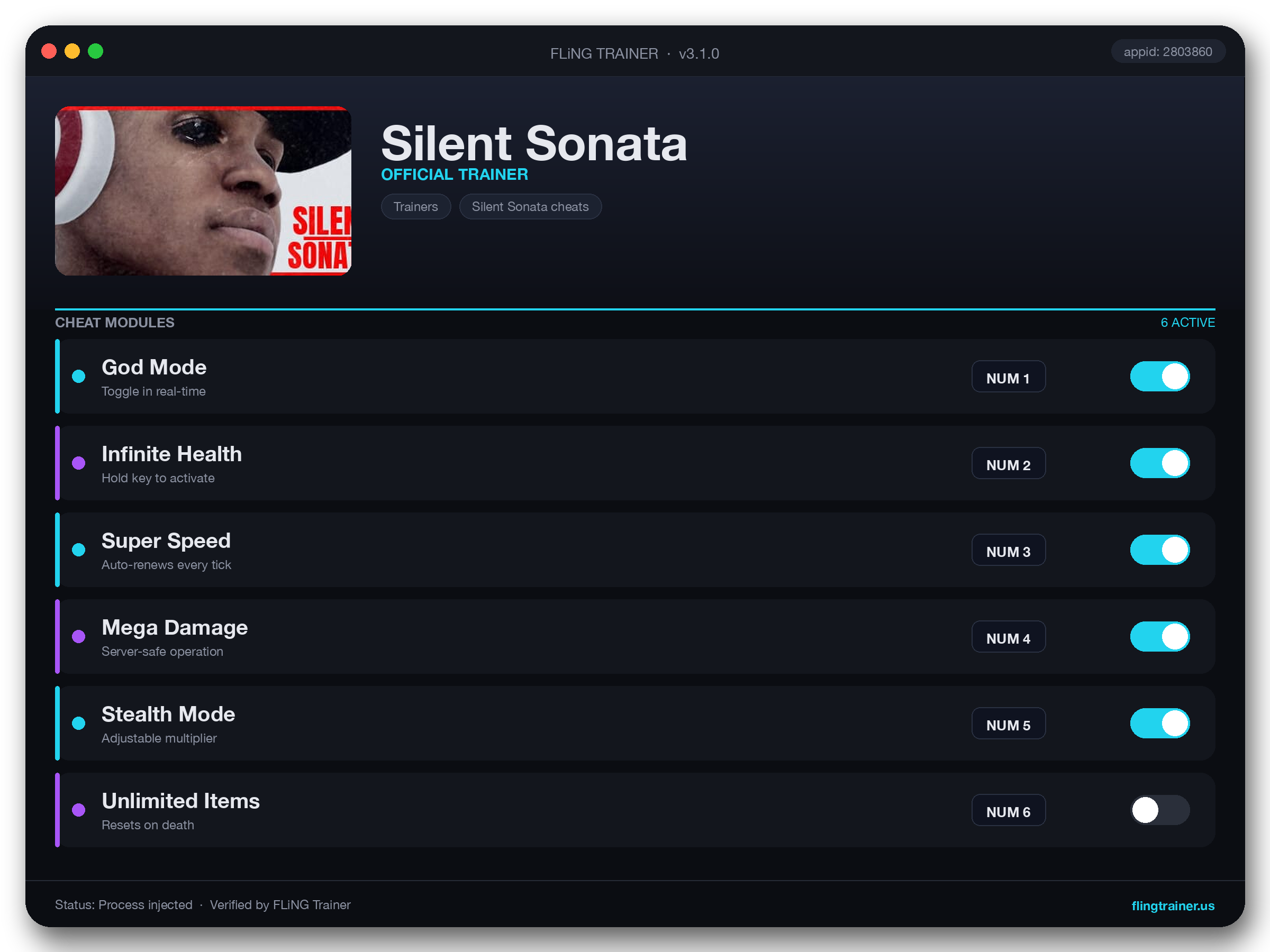 Silent Sonata Trainer interface
