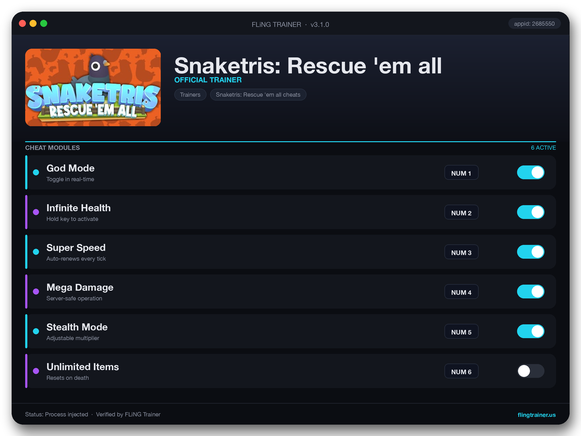 Snaketris: Rescue 'em all Trainer interface