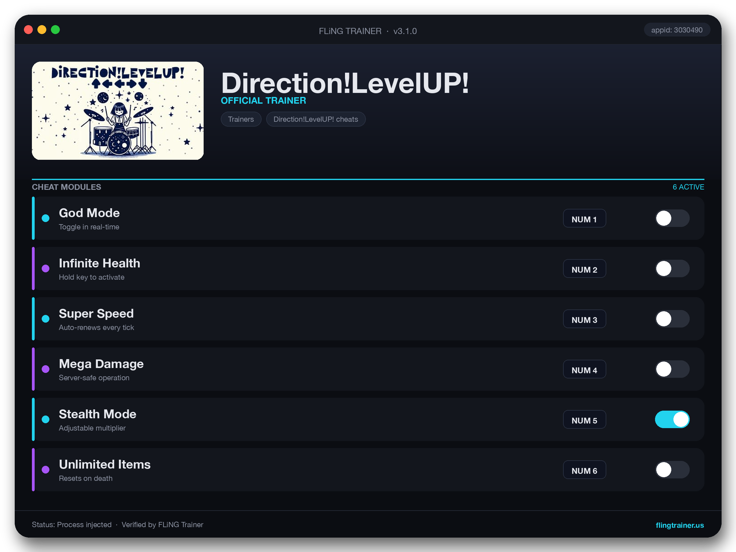 Direction!LevelUP! Trainer interface