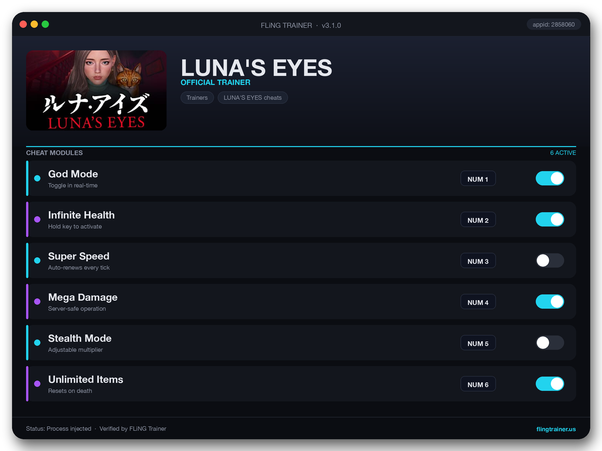 LUNA'S EYES Trainer interface