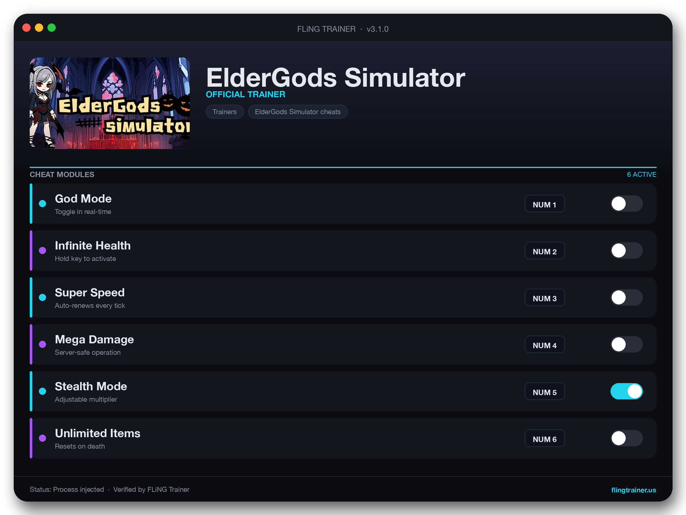 ElderGods Simulator Trainer interface