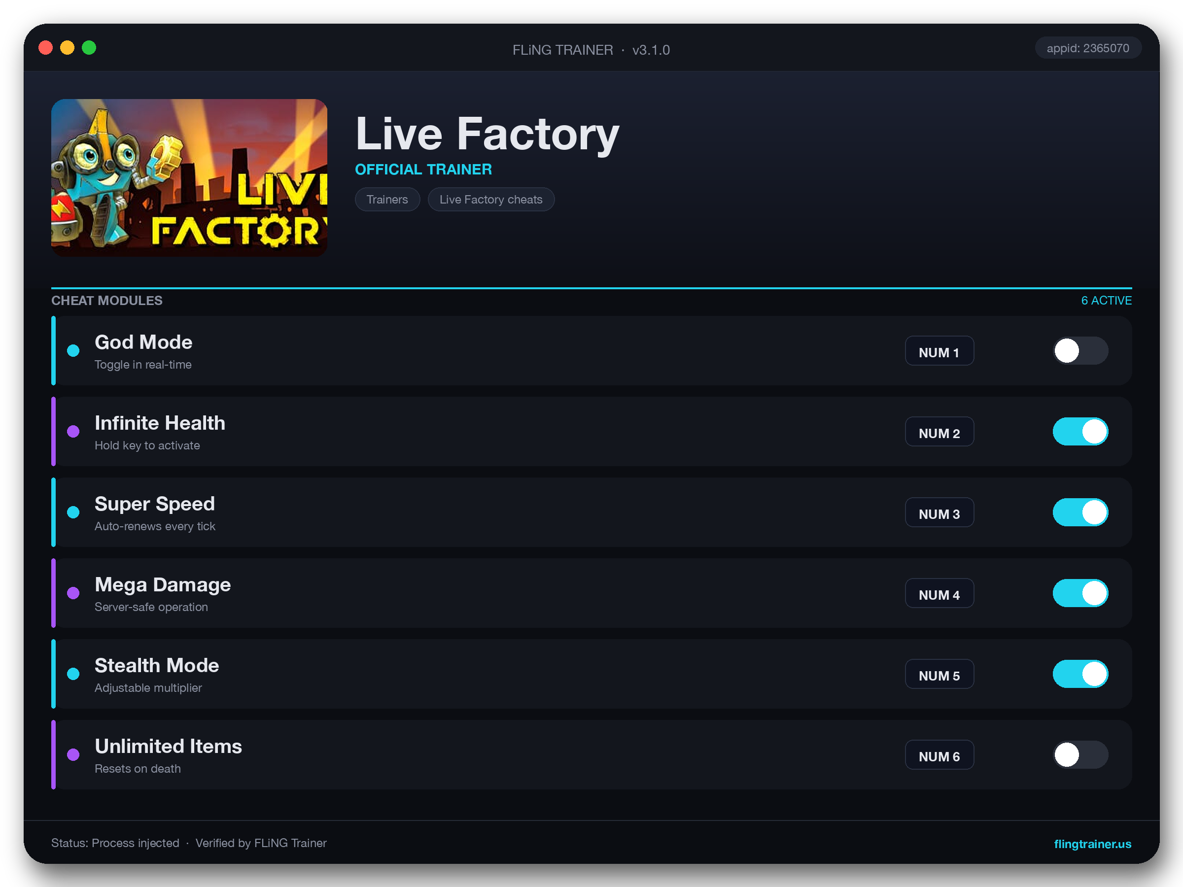 Live Factory Trainer interface