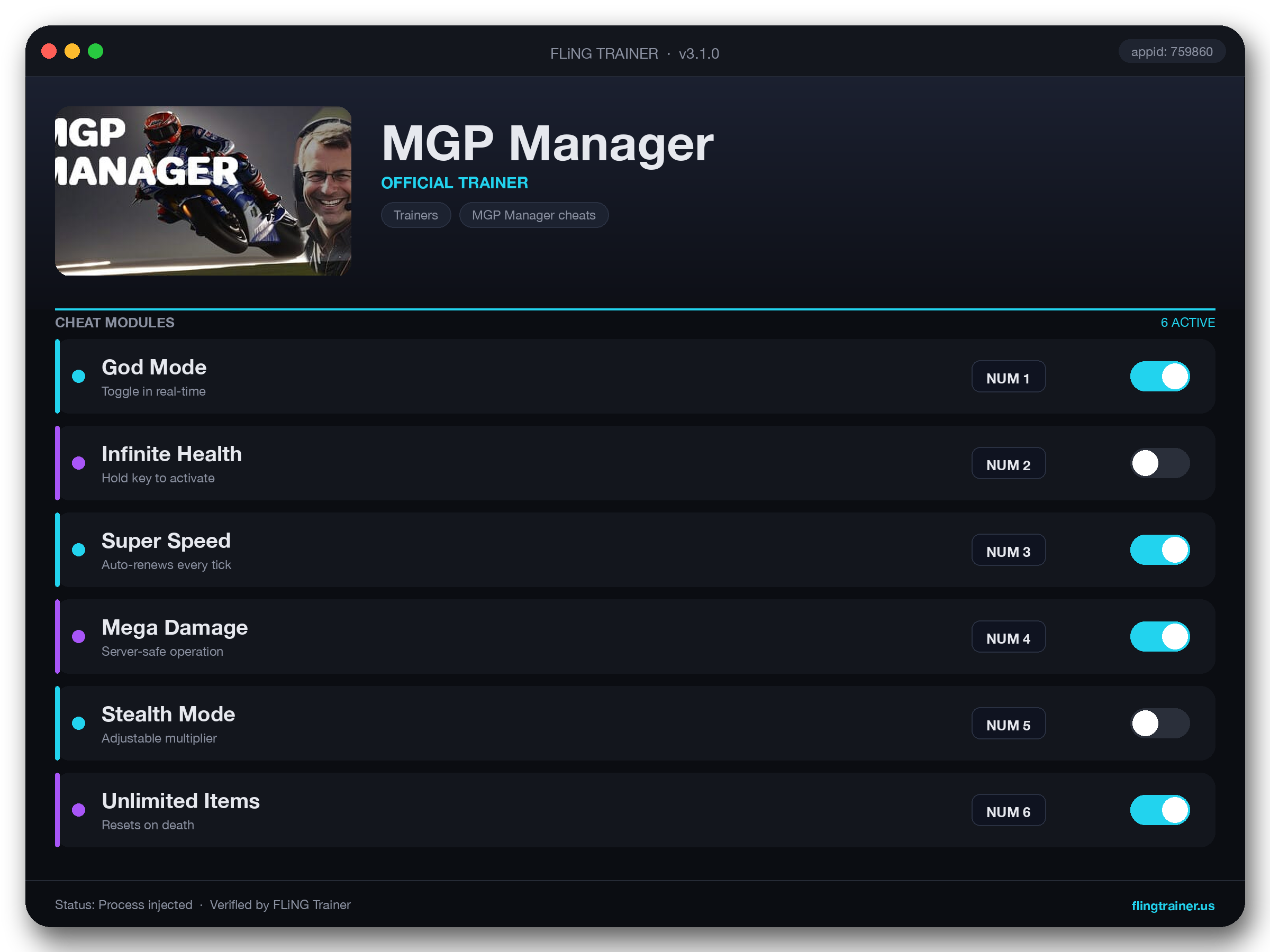 MGP Manager Trainer interface
