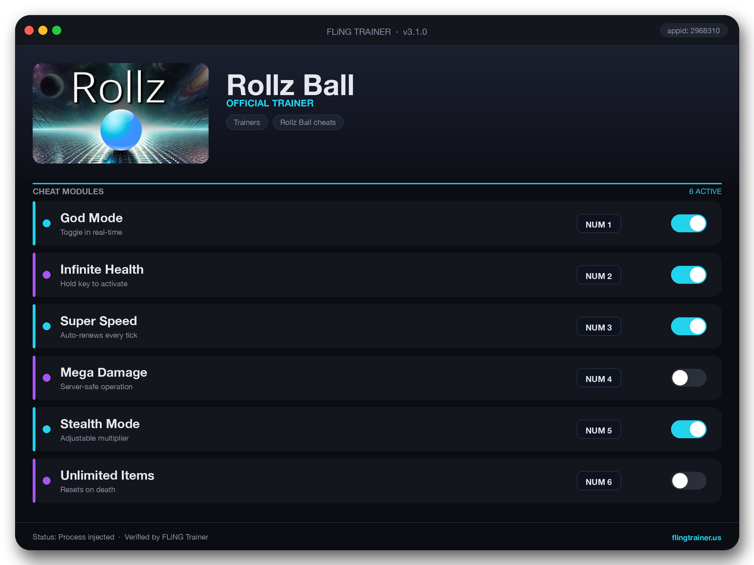 Rollz Ball Trainer interface
