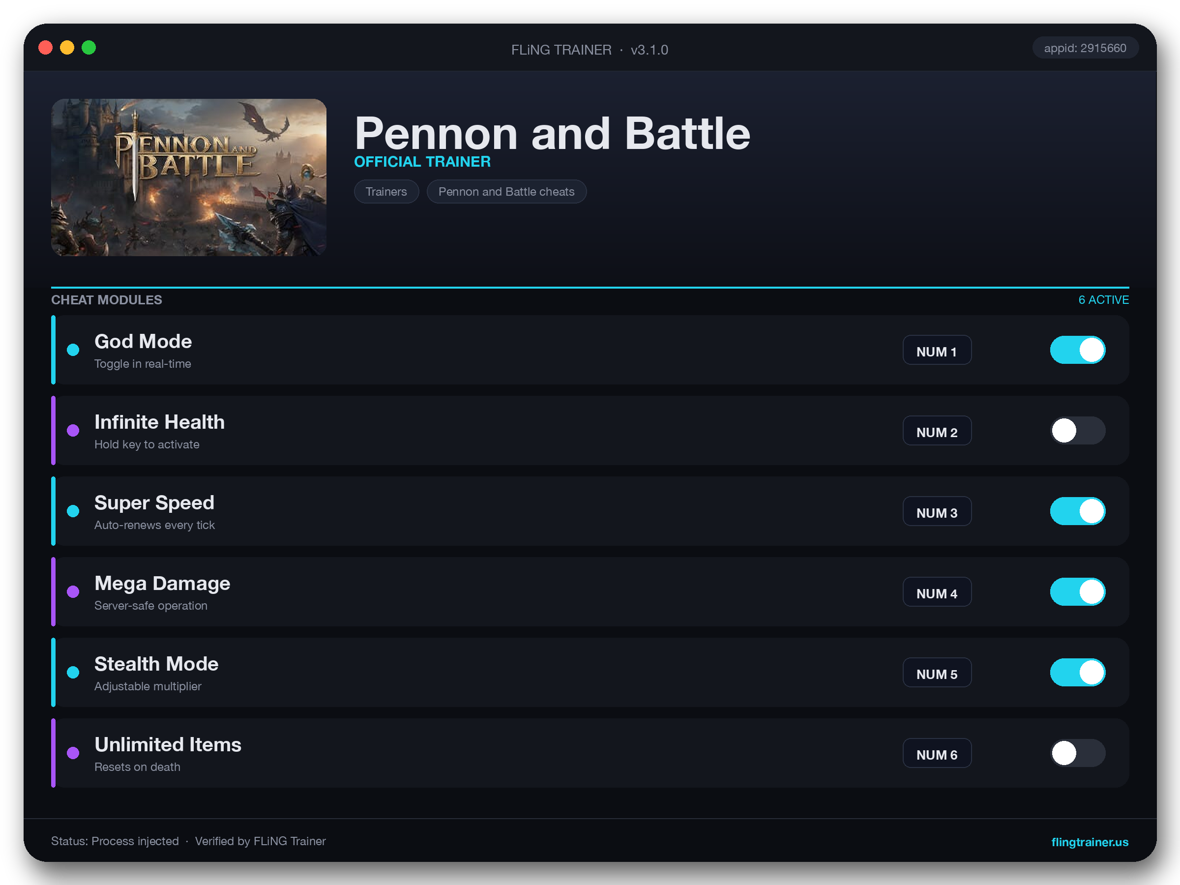 Pennon and Battle Trainer interface