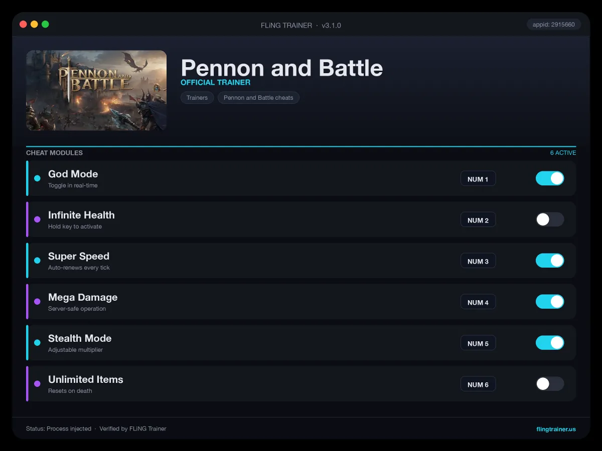 Pennon and Battle Trainer interface