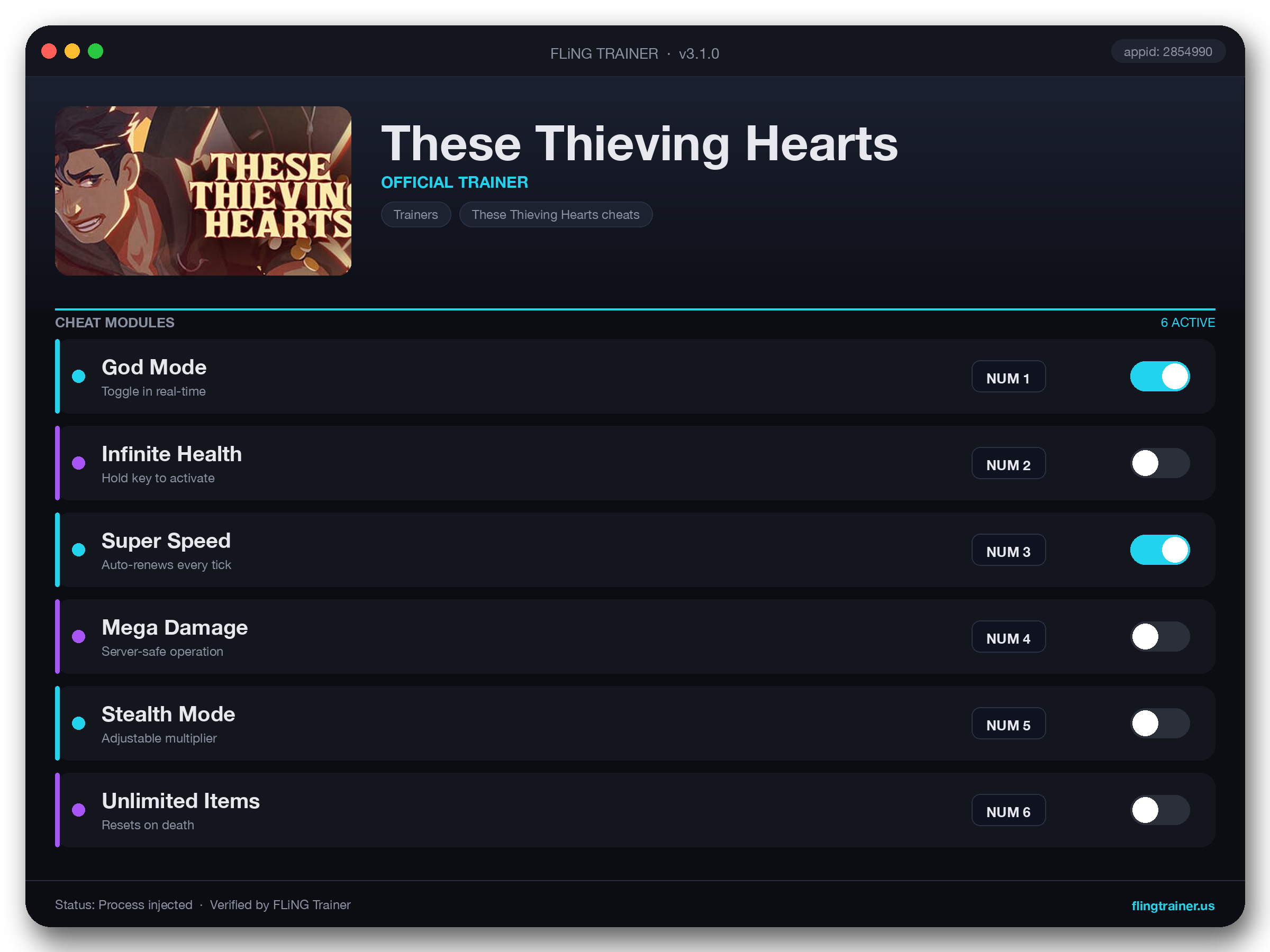 These Thieving Hearts Trainer interface