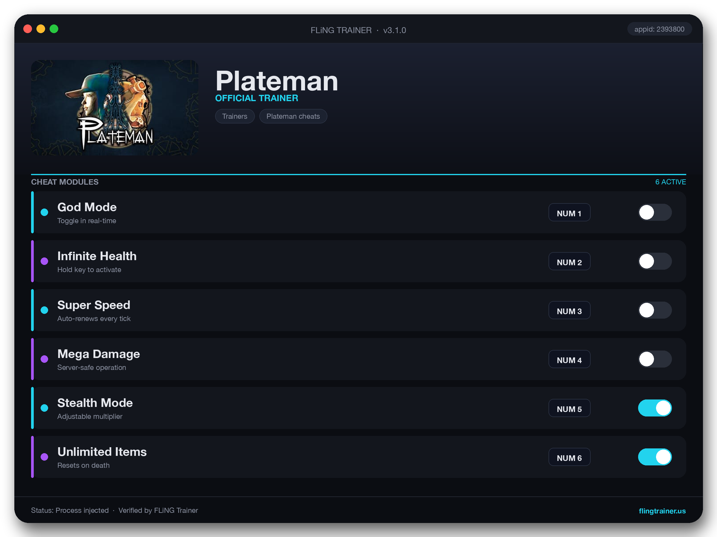 Plateman Trainer interface