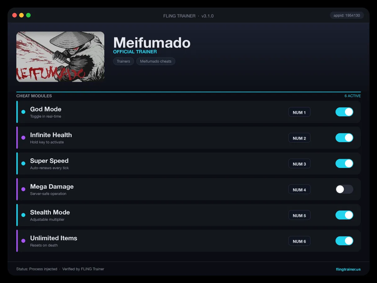 Meifumado Trainer interface