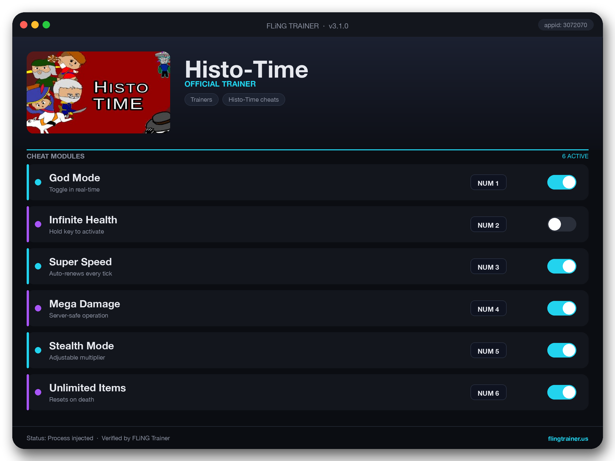 Histo-Time Trainer interface