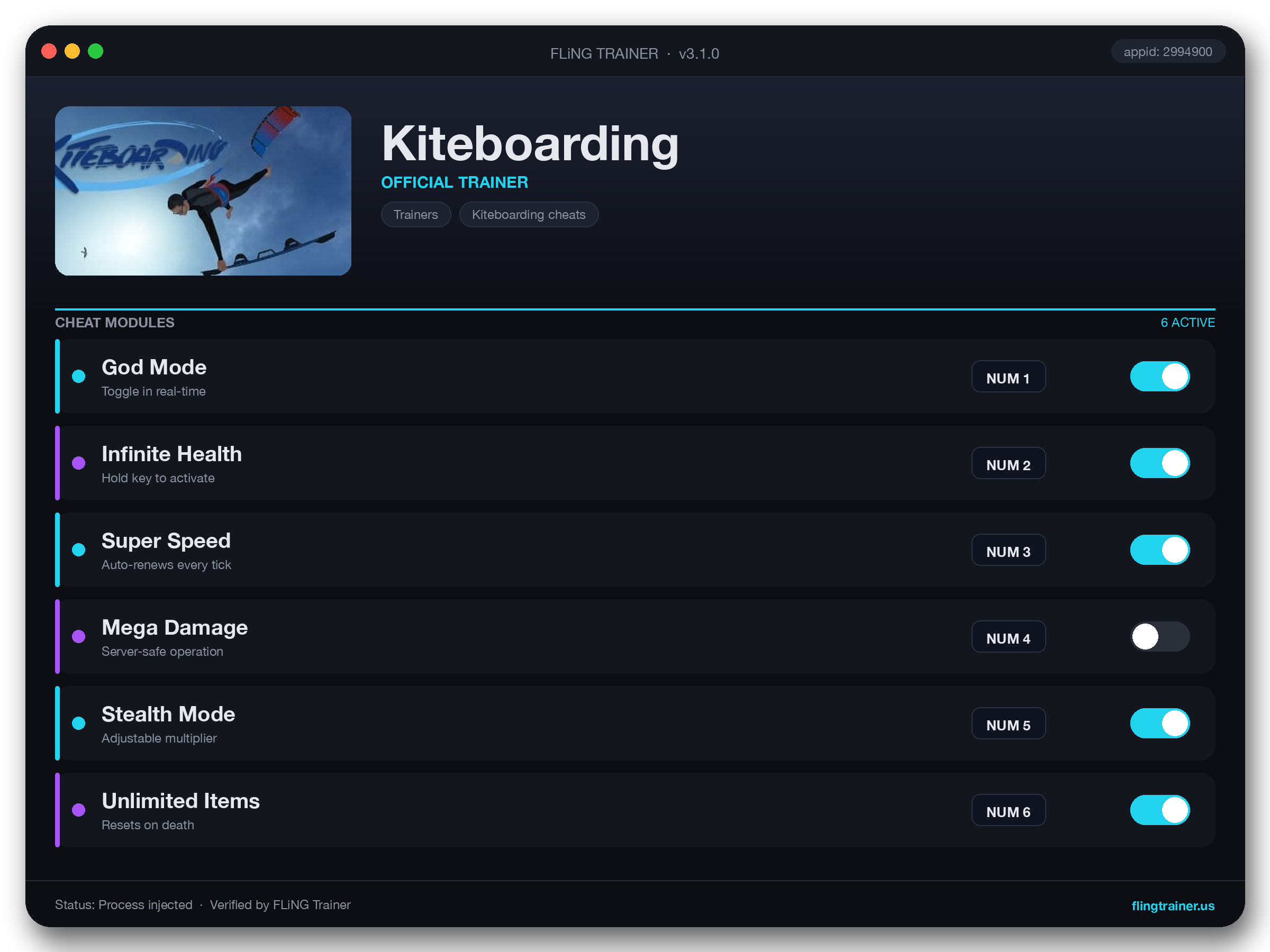 Kiteboarding Trainer interface