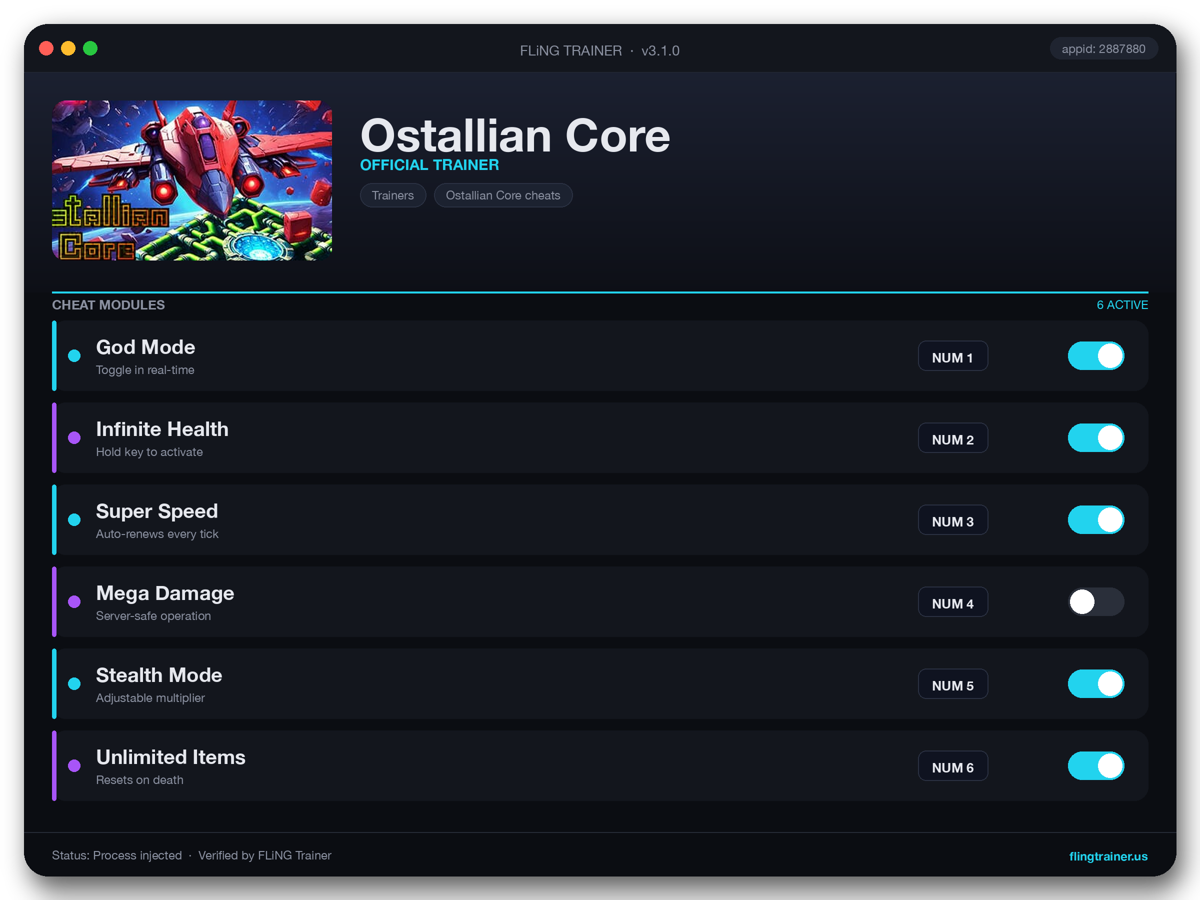 Ostallian Core Trainer interface