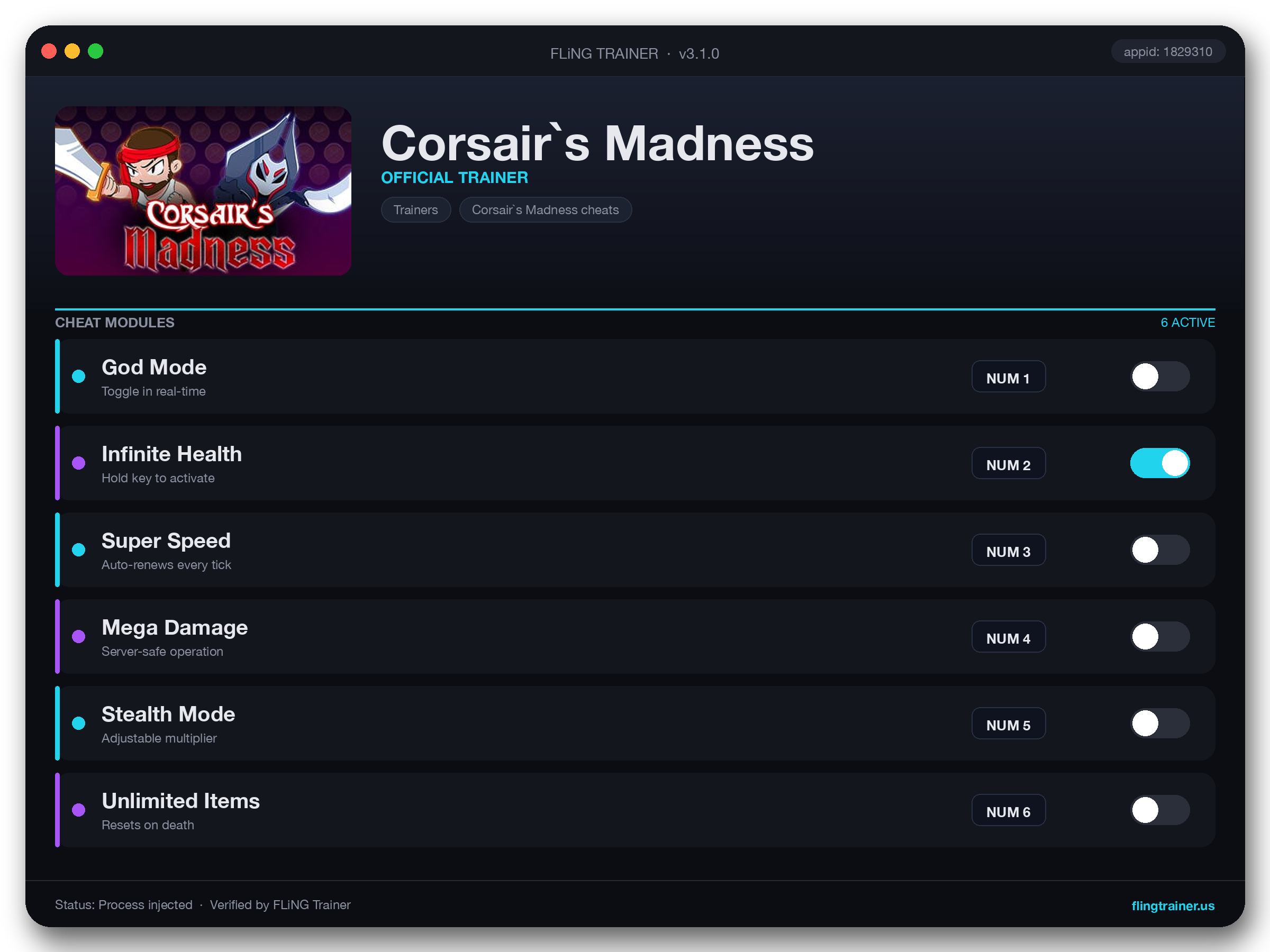 Corsair`s Madness Trainer interface