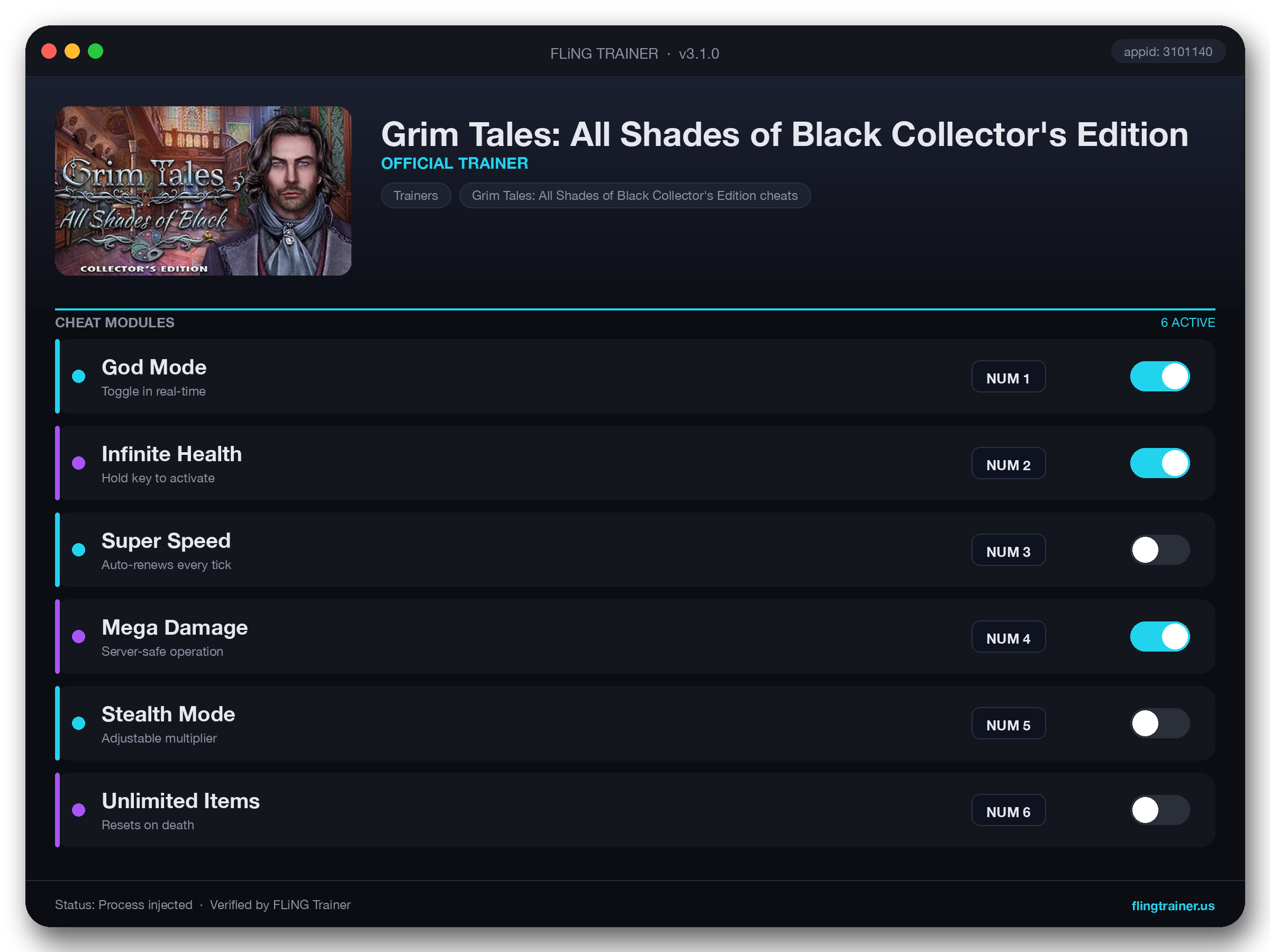 Grim Tales: All Shades of Black Collector's Edition Trainer interface