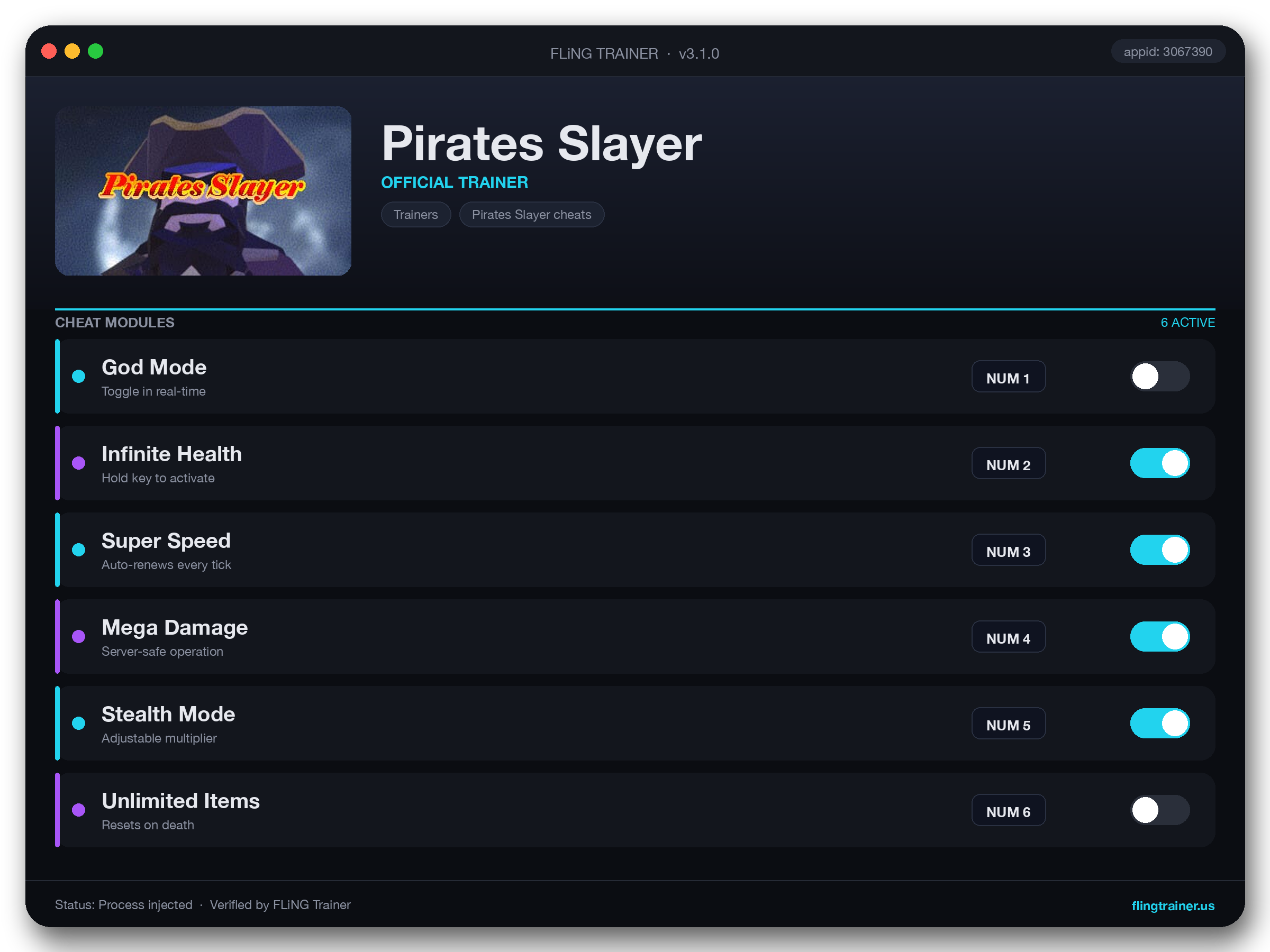 Pirates Slayer Trainer interface