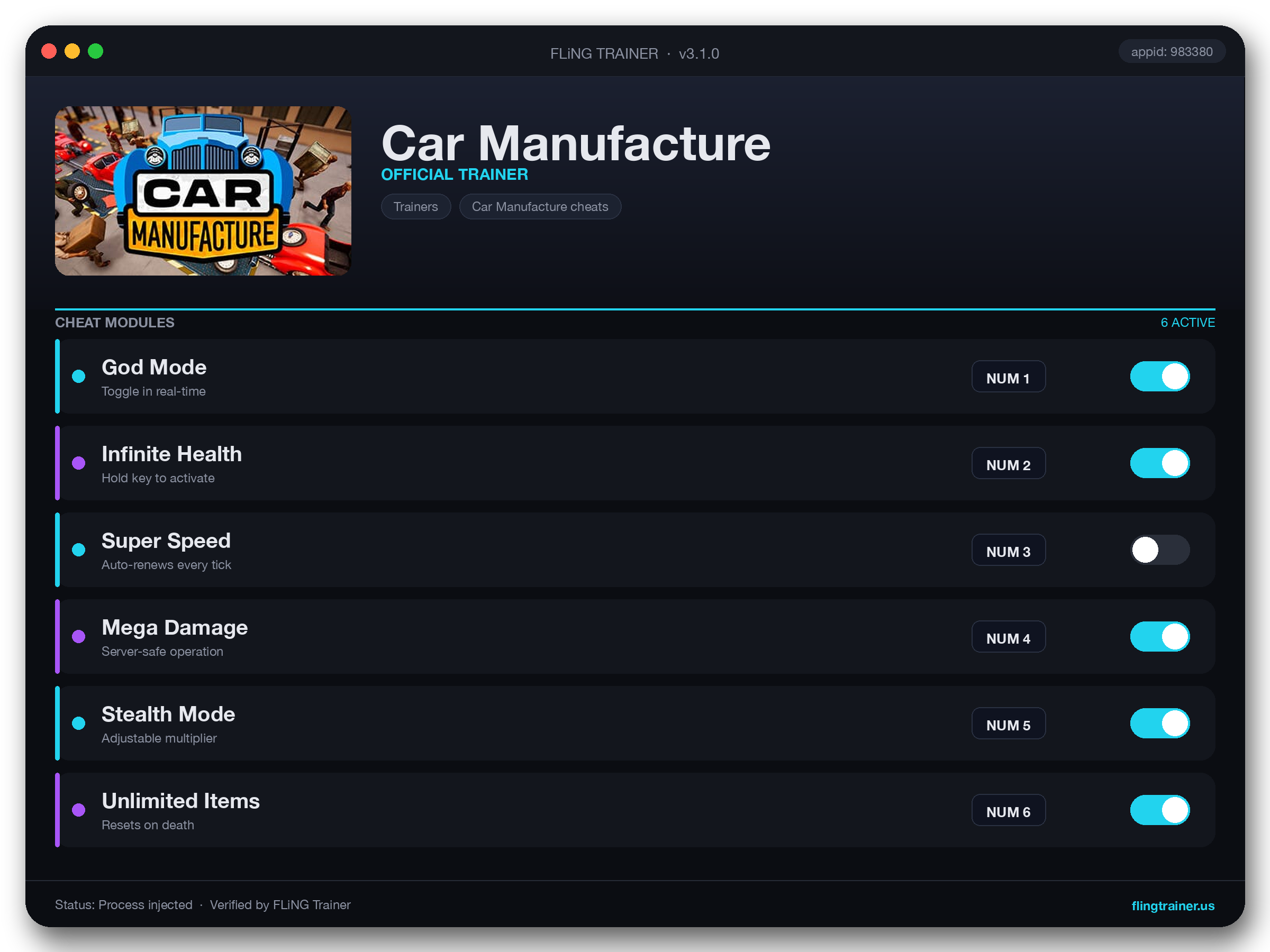 Car Manufacture Trainer interface