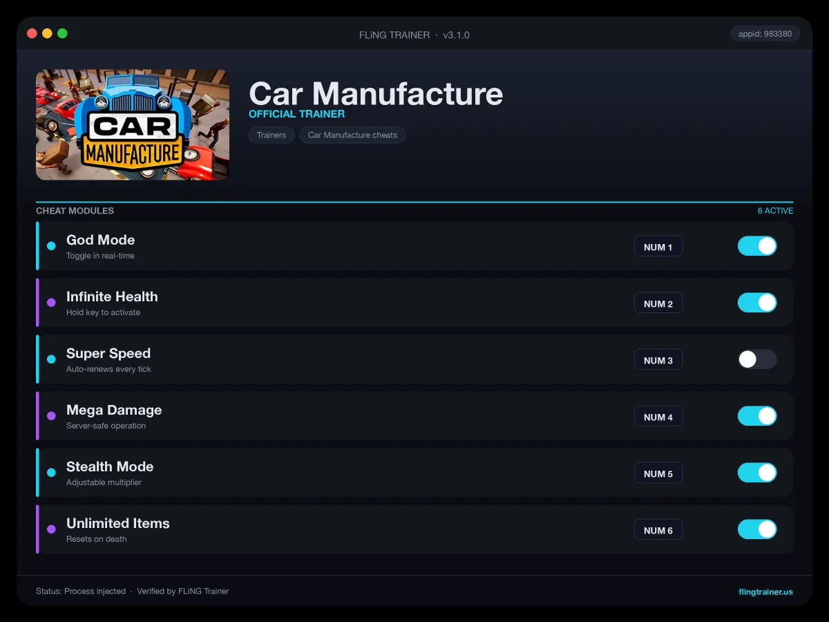 Car Manufacture Trainer interface