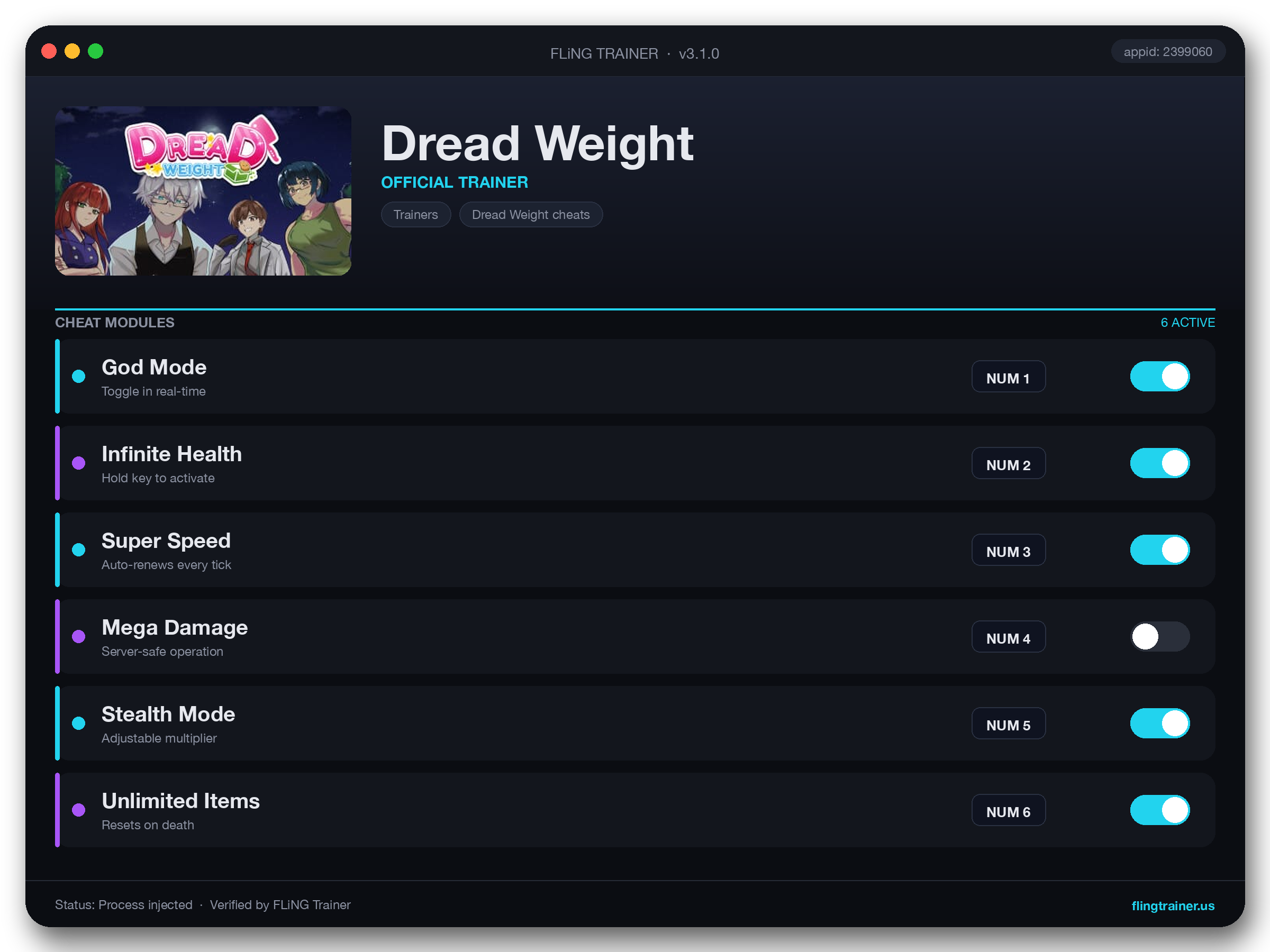 Dread Weight Trainer interface