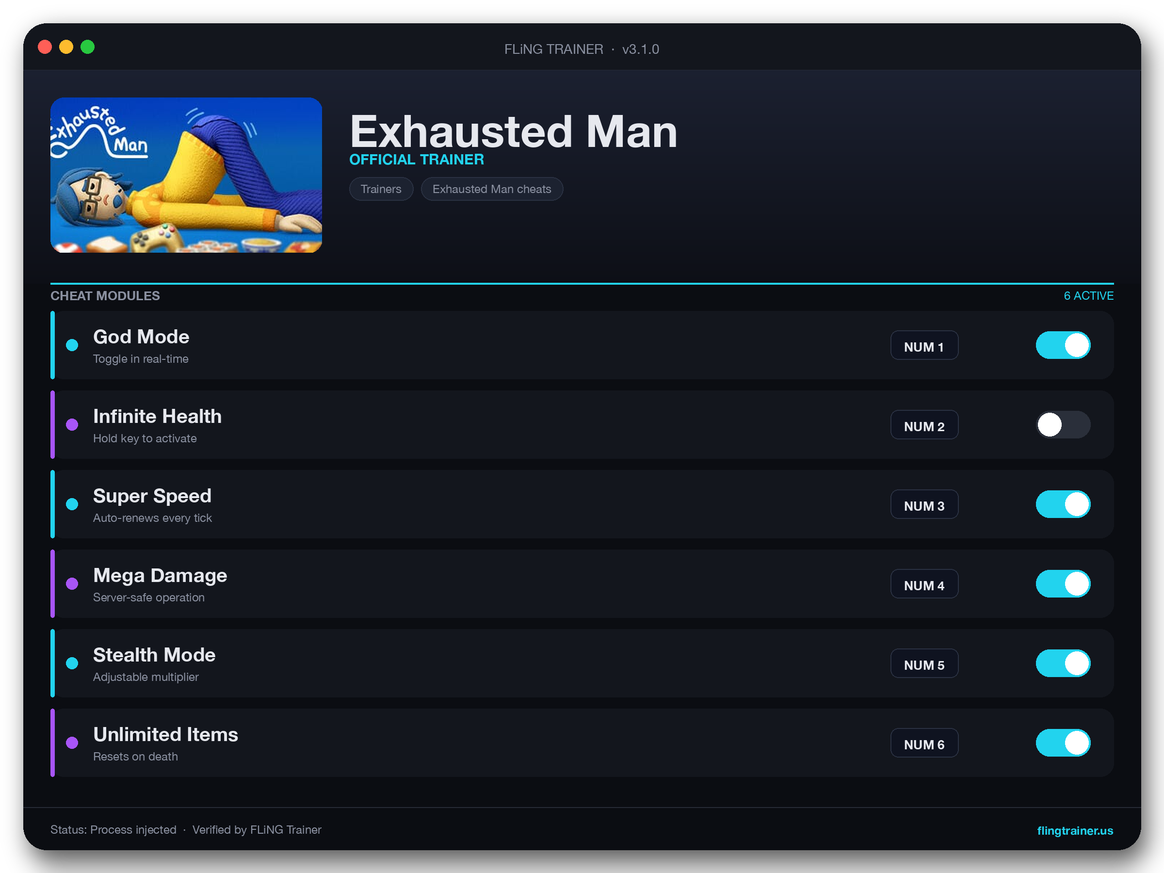 Exhausted Man Trainer interface