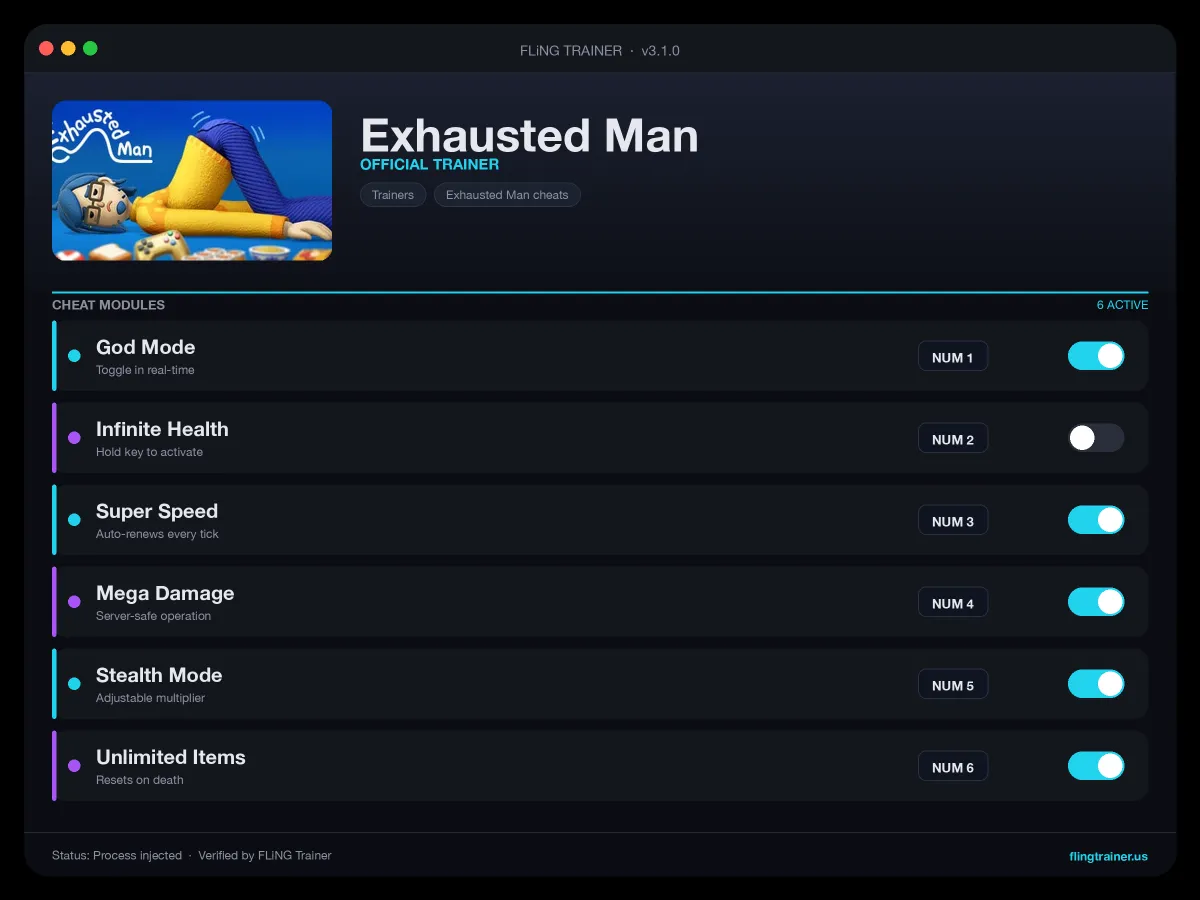 Exhausted Man Trainer interface