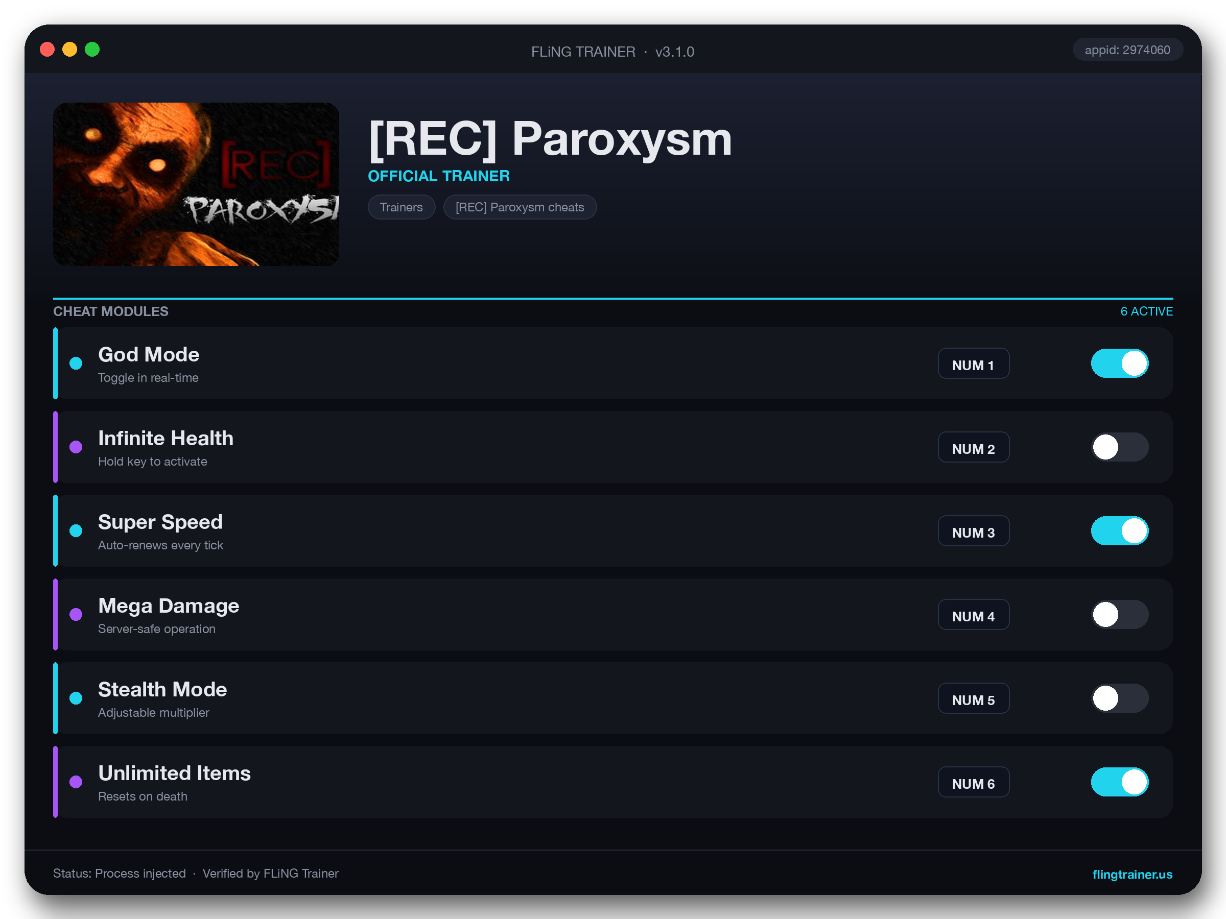 [REC] Paroxysm Trainer interface