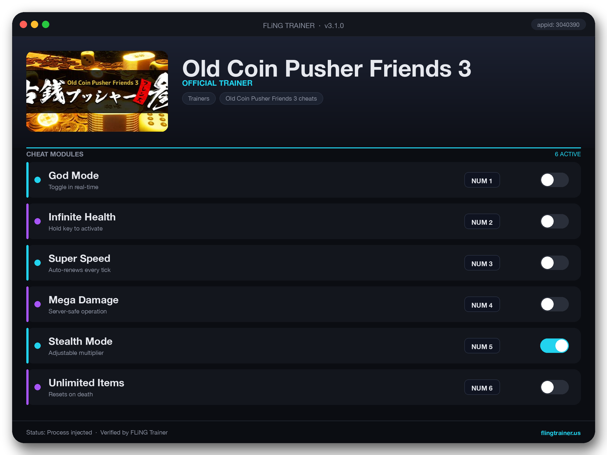 Old Coin Pusher Friends 3 Trainer interface