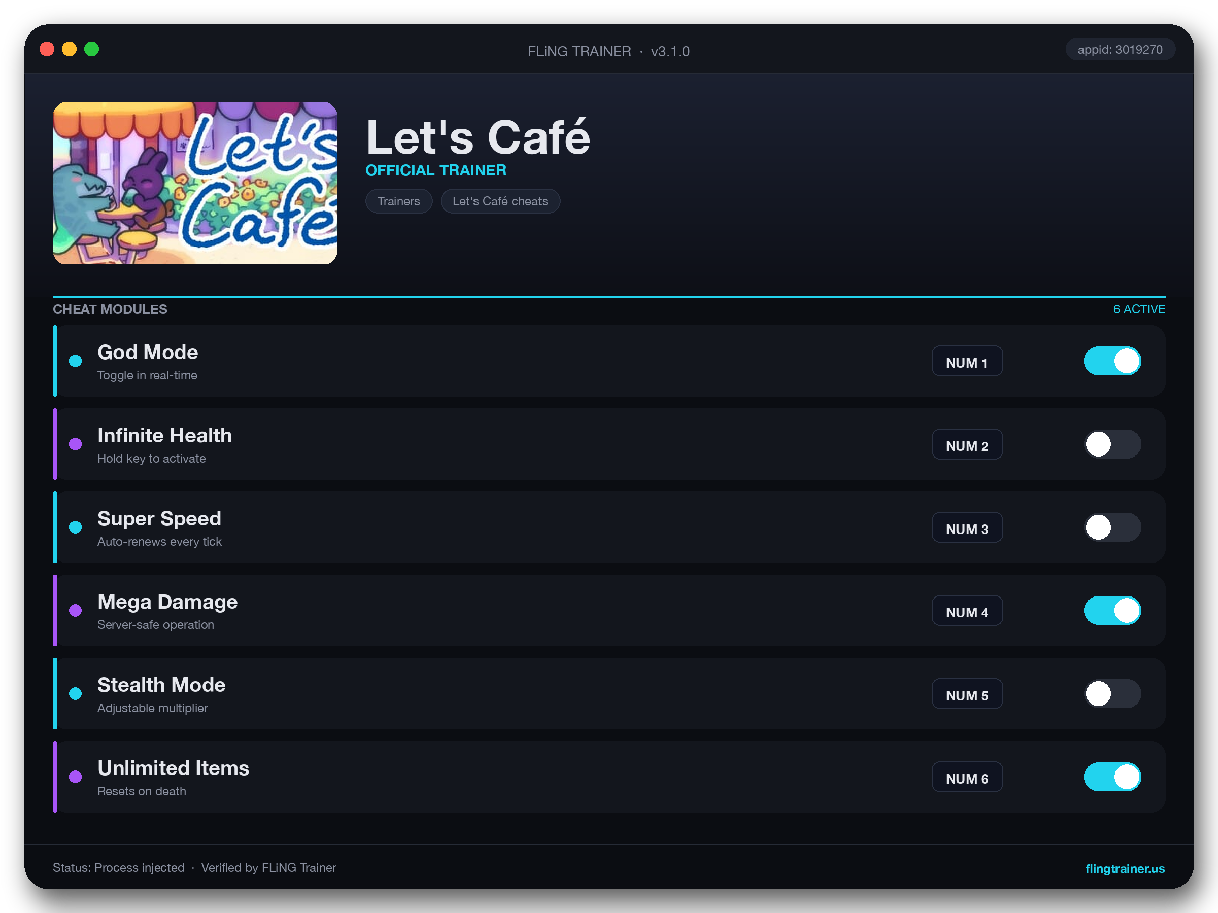 Let's Café Trainer interface