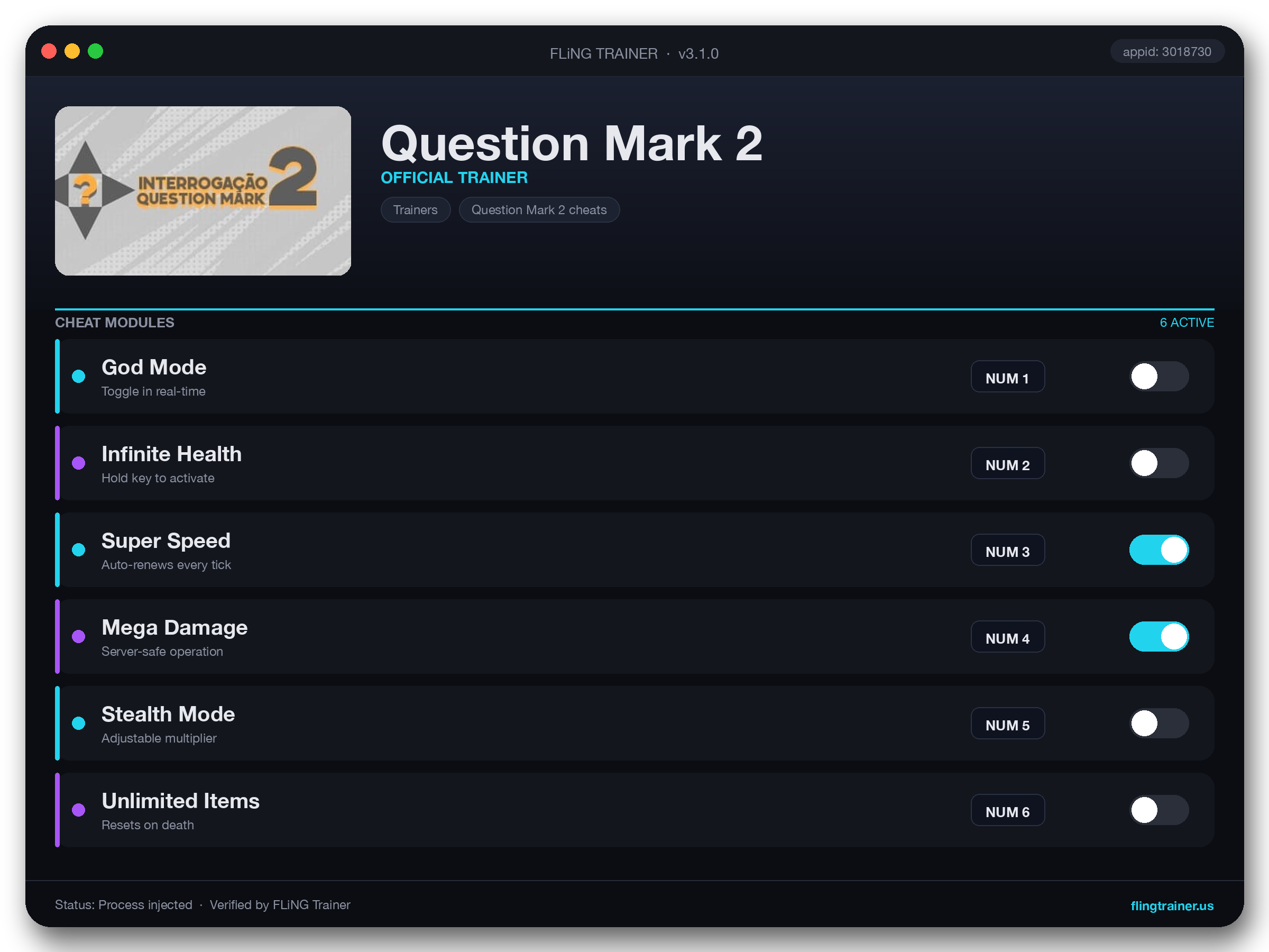 Question Mark 2 Trainer interface